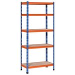 HOMCOM Rayonnage charges lourdes ou volumineuses - étagère garage - 5 tablettes réglables en hauteur - métal bleu orange MDF