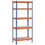 Voir la diapositive 1 : HOMCOM Rayonnage charges lourdes ou volumineuses - étagère garage - 5 tablettes réglables en hauteur - métal bleu orange MDF