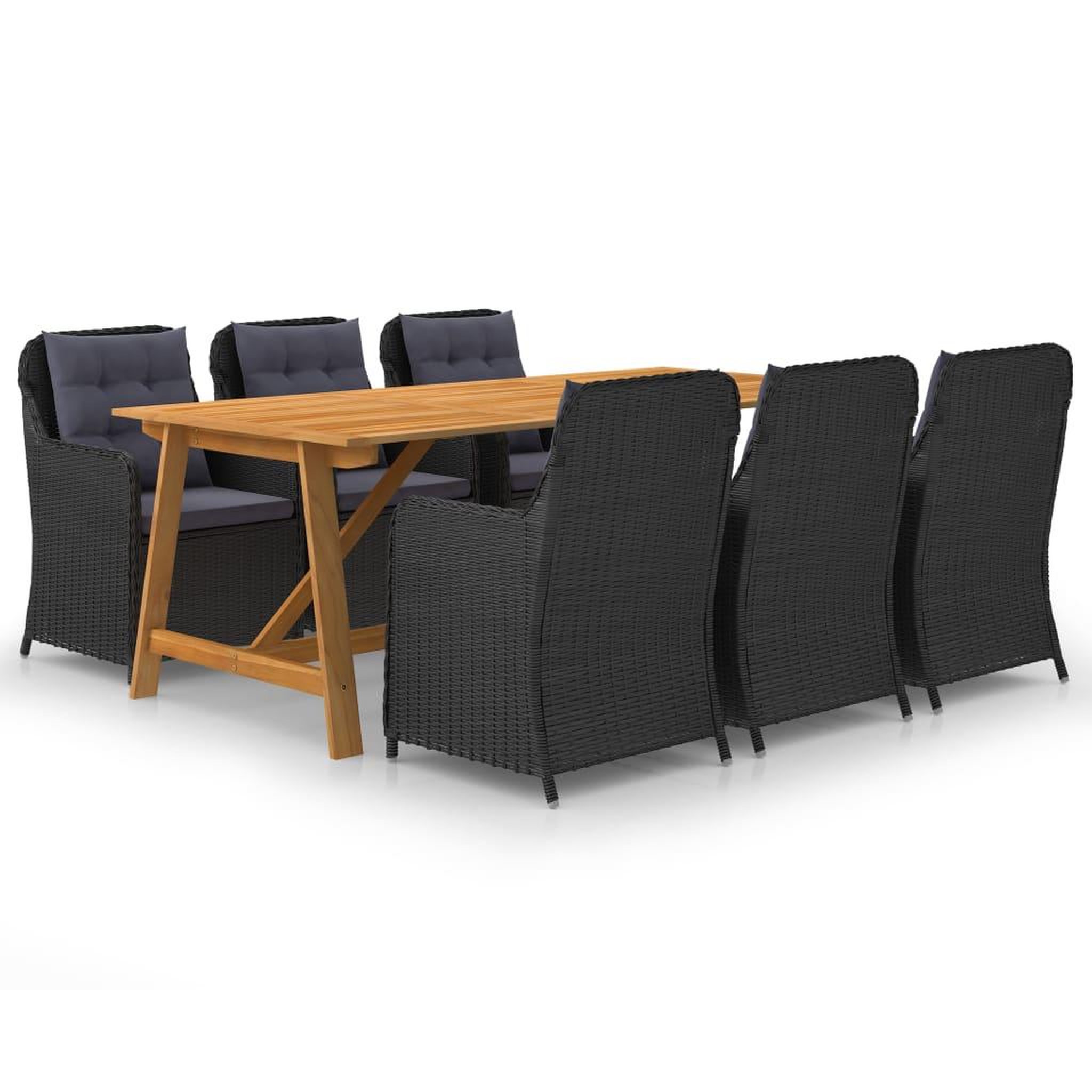 Voir la diapositive 1 : VIDAXL Ensemble a manger de jardin 7 pcs Noir
