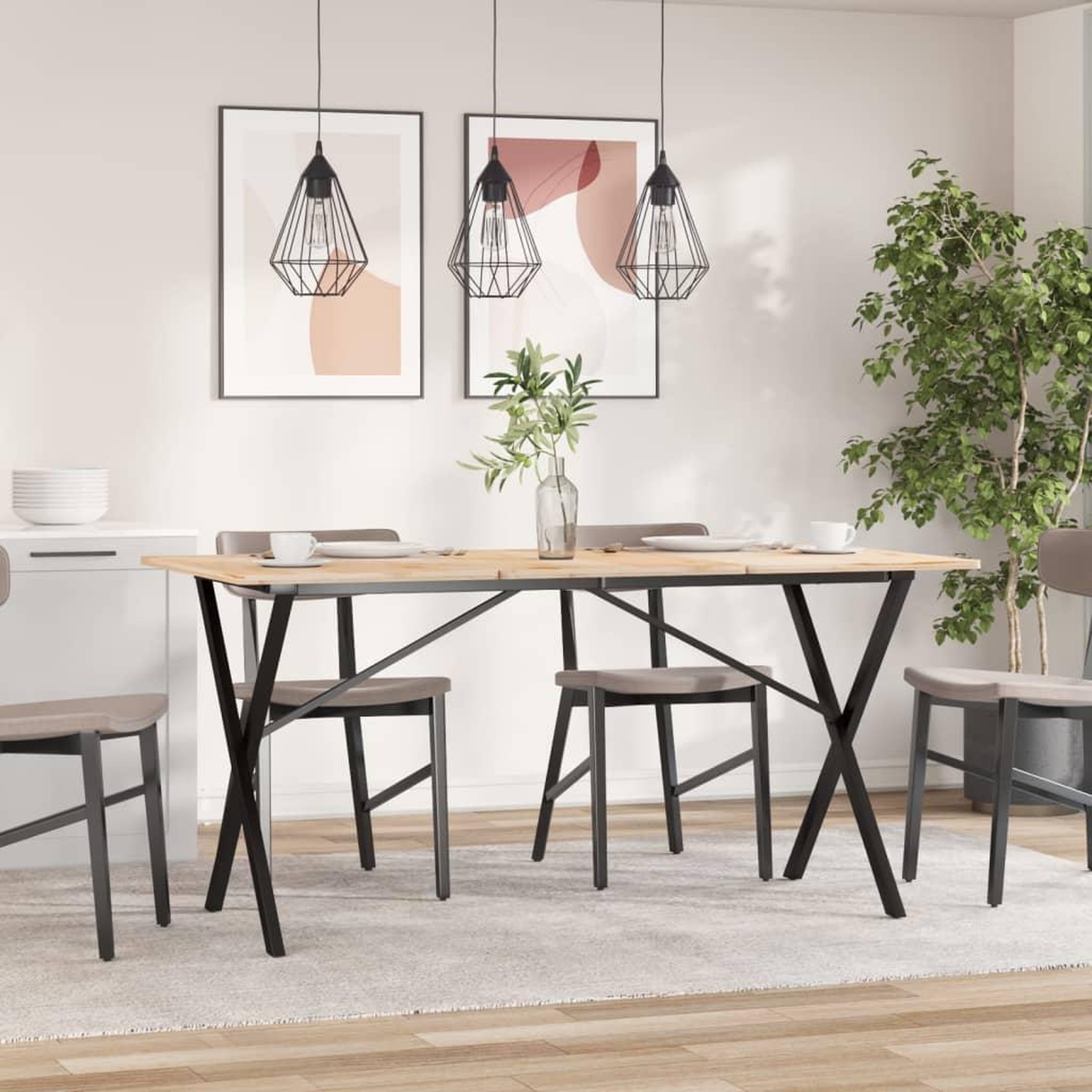 Voir la diapositive 3 : VIDAXL Pieds de table a manger cadre en X 140x60x73 cm acier