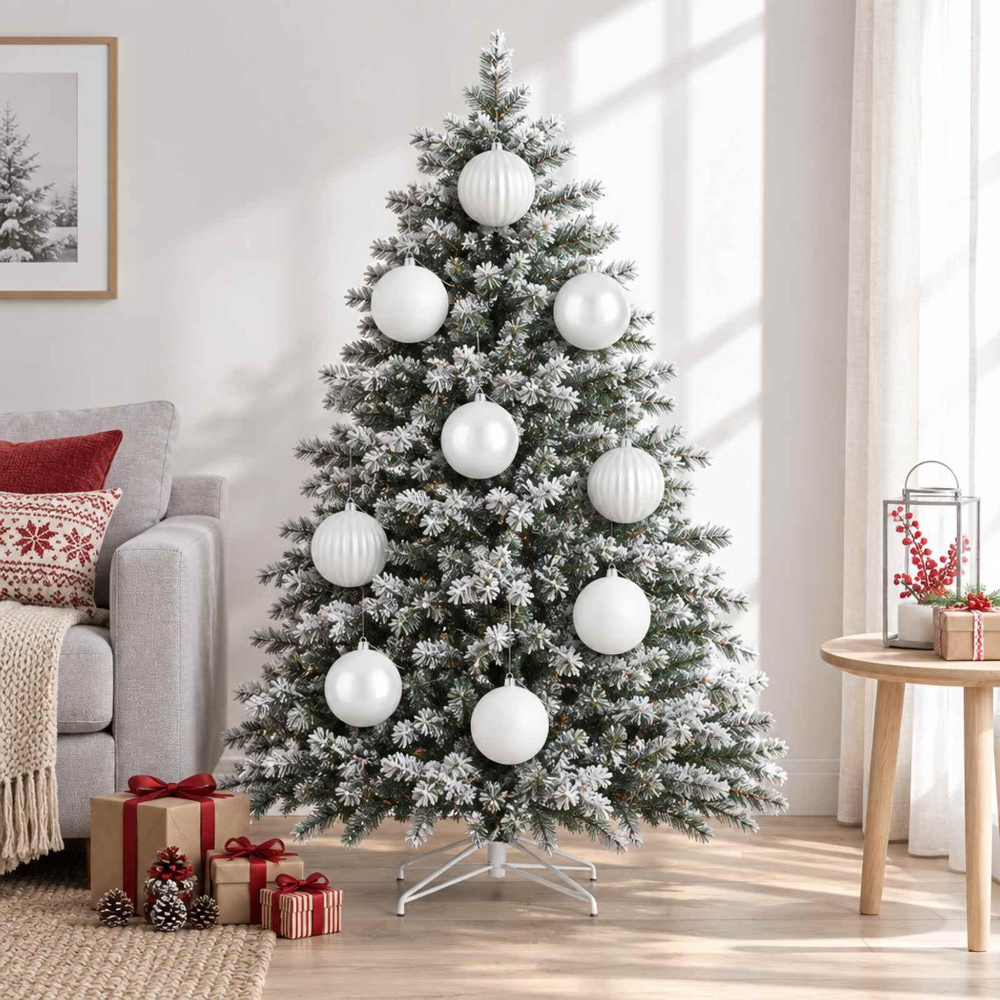 Voir la diapositive 2 : VIDAXL Lot de boules de Noël XXL 4 pc Blanc Diam. 20 cm Plastique