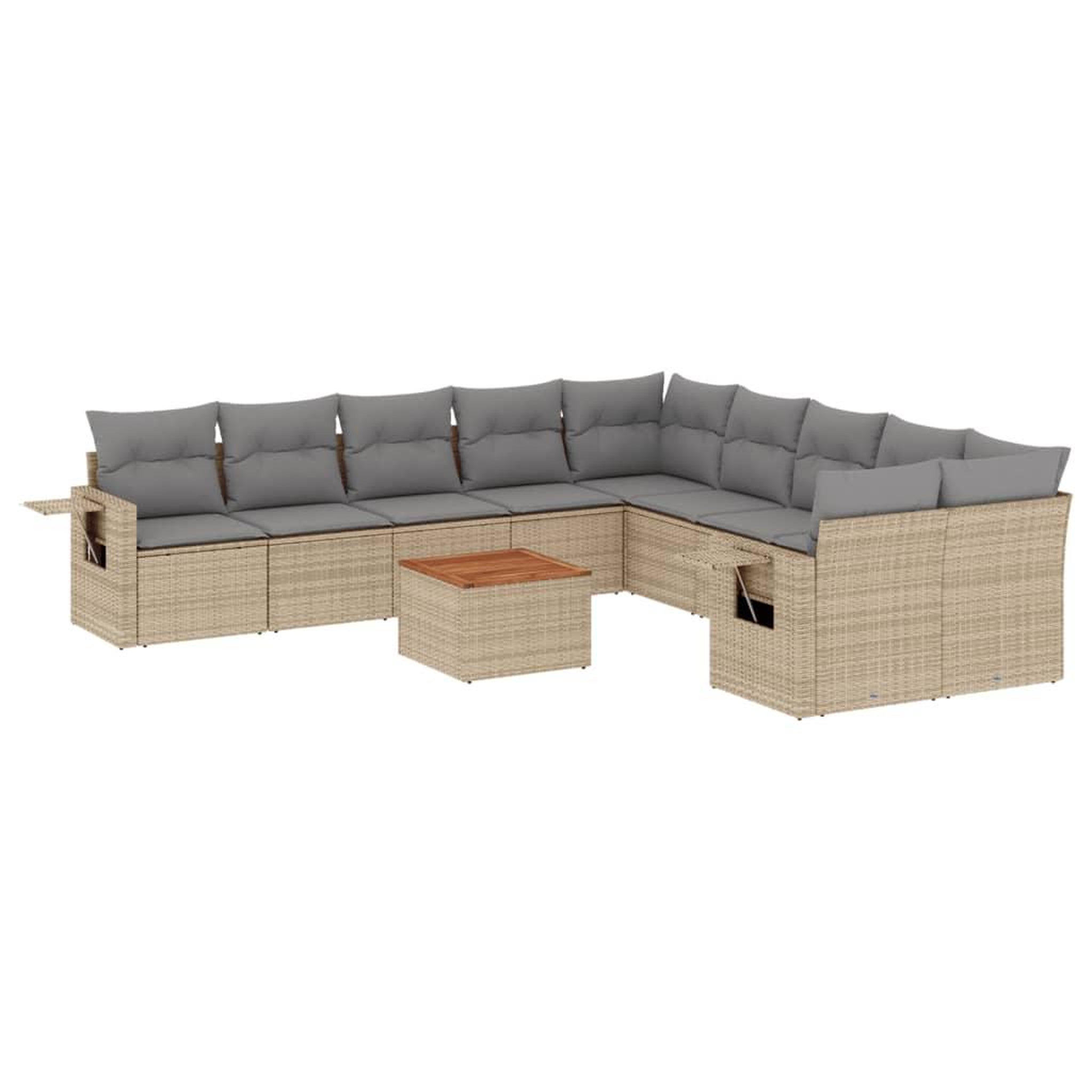 Voir la diapositive 2 : VIDAXL Salon de jardin 11 pcs avec coussins beige resine tressee