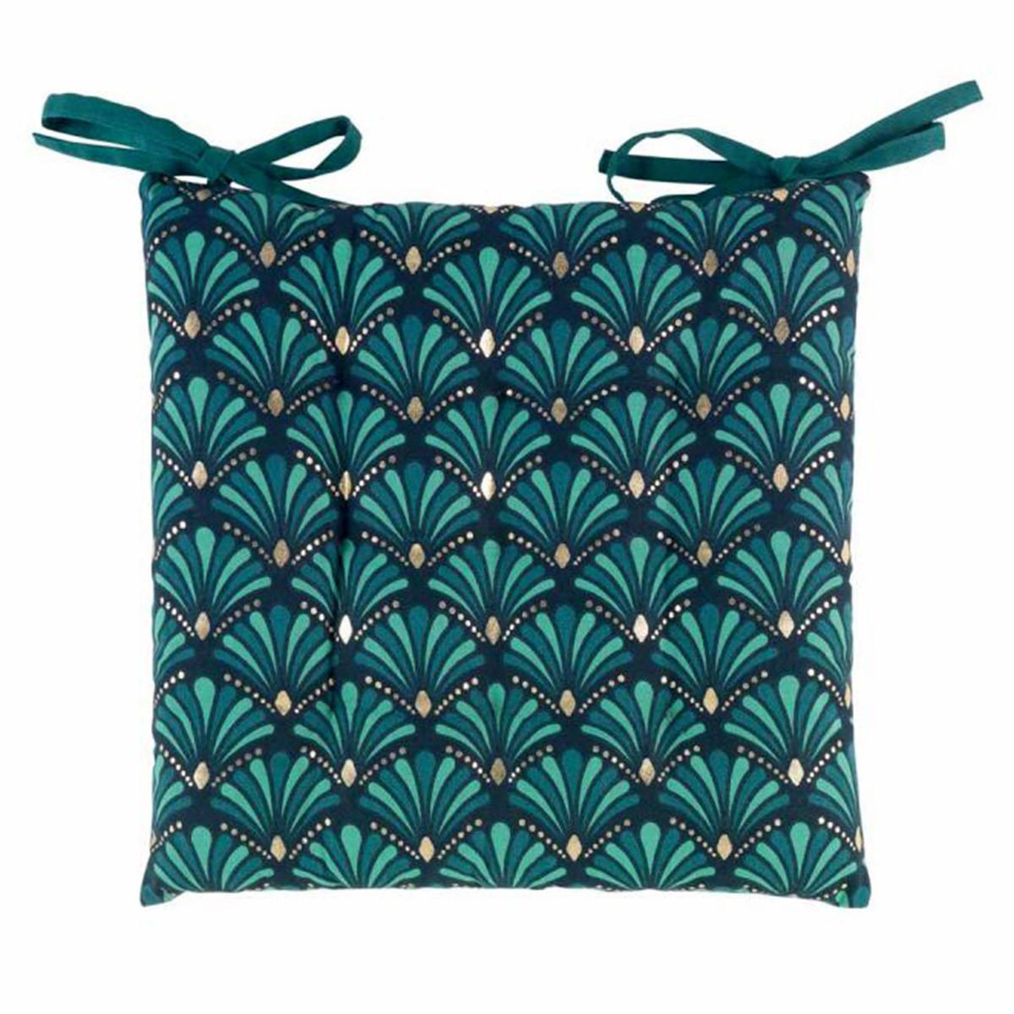 Douceur d'Intérieur Galette de Chaise Imprimé  Art Chic  40x40cm Bleu