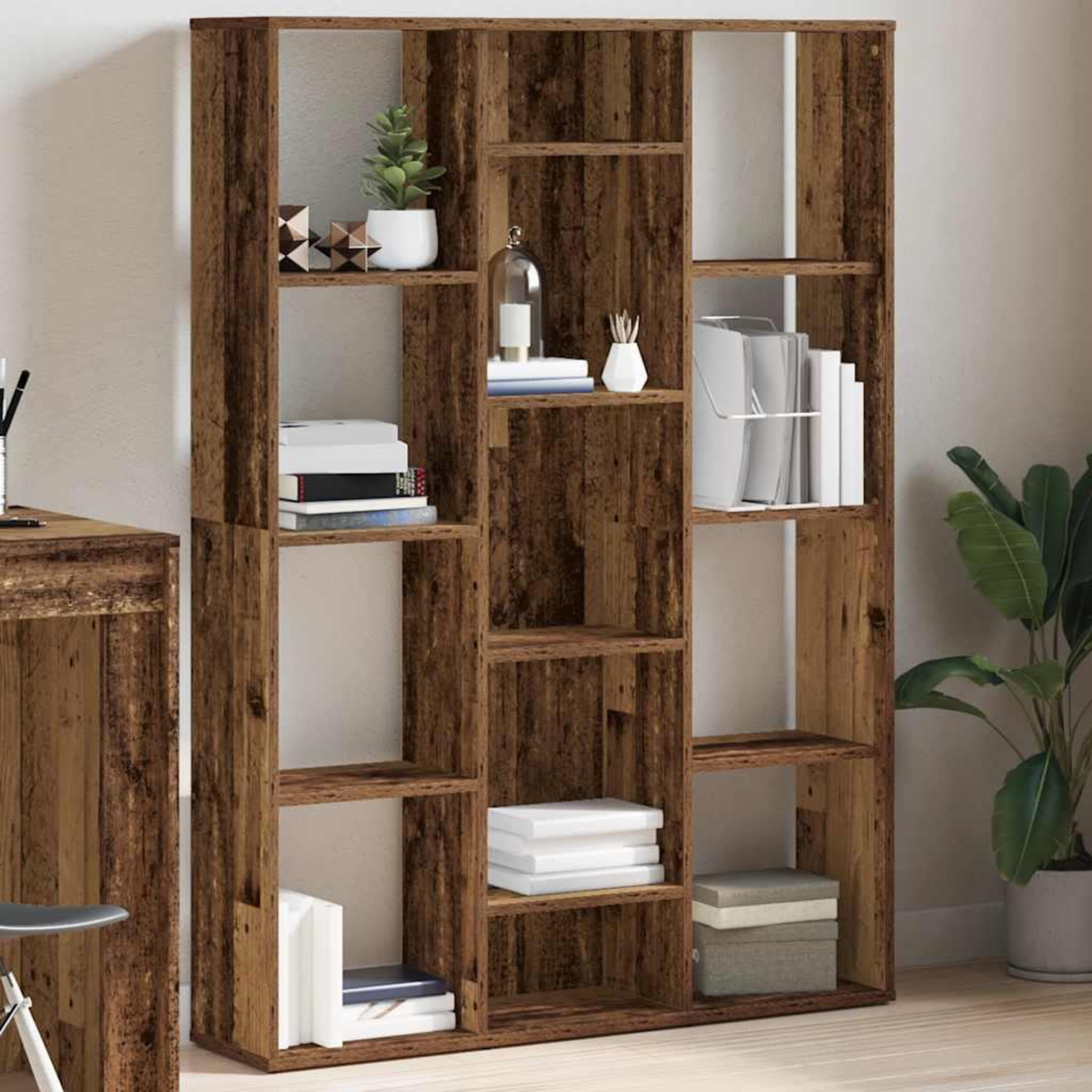 Voir la diapositive 4 : VIDAXL Separateur de piece/bibliotheque vieux bois 100x24x140 cm