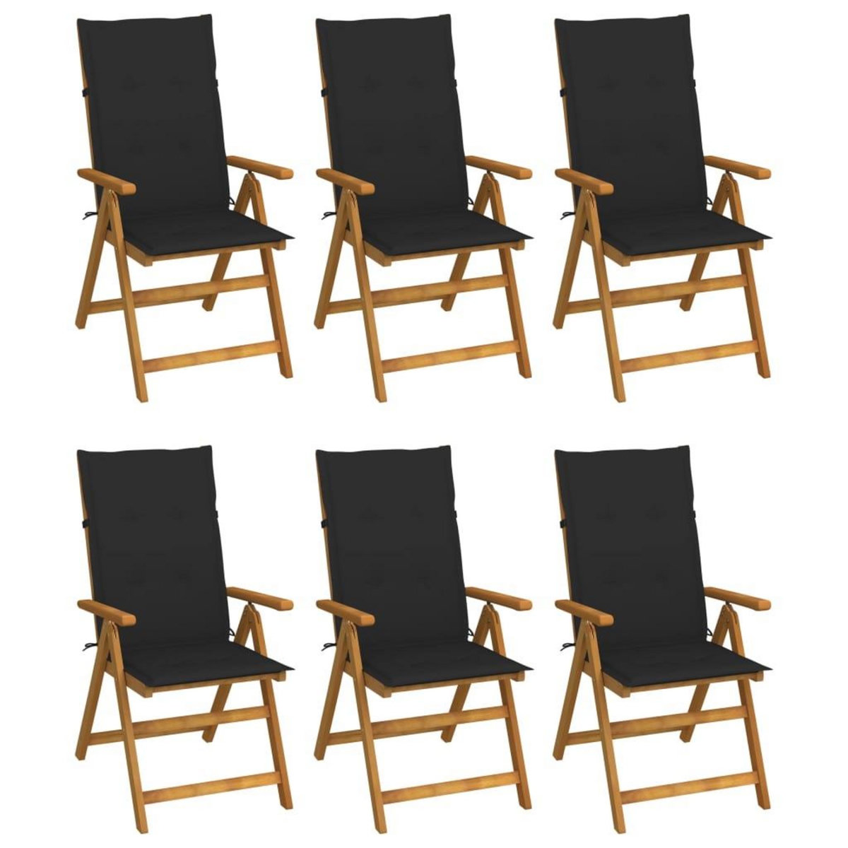 VIDAXL Chaises pliables de jardin lot de 6 avec coussins Bois d'acacia