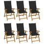 Voir la diapositive 1 : VIDAXL Chaises pliables de jardin lot de 6 avec coussins Bois d'acacia
