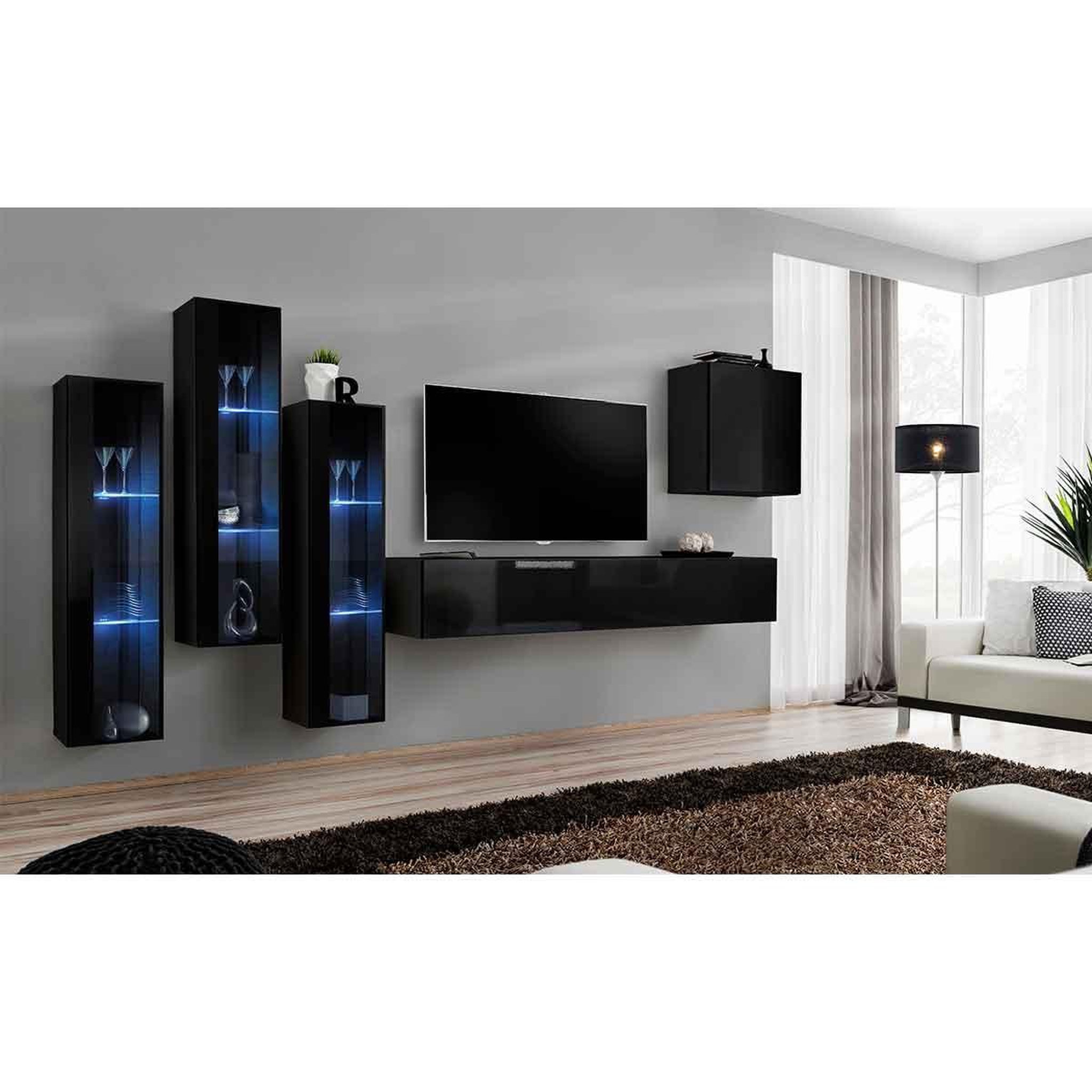 Voir la diapositive 2 : Paris Prix Meuble tv mural design  switch xiii  330cm noir