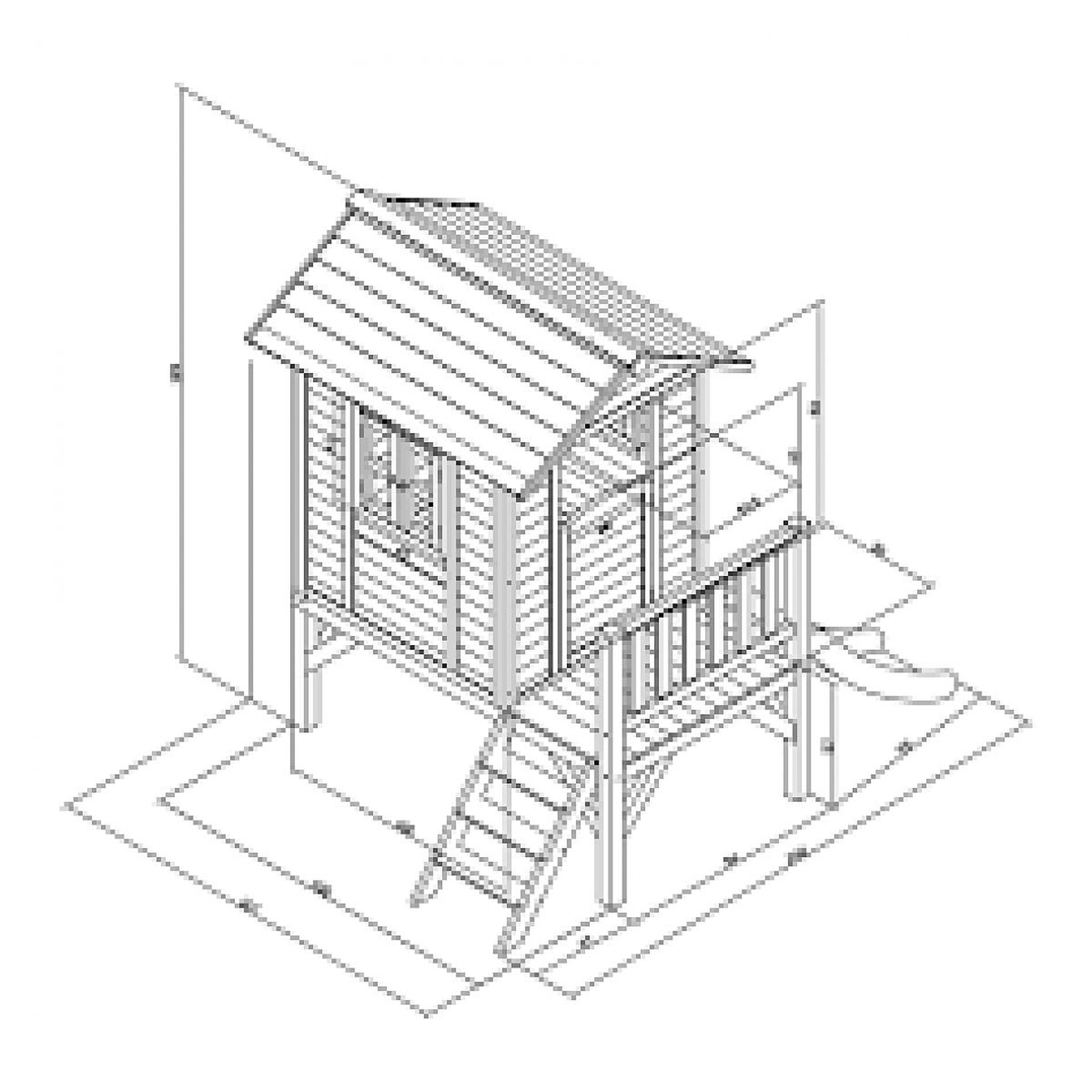 Voir la diapositive 3 : Axi House Maisonnette Caribbean bleu - Toboggan bleu
