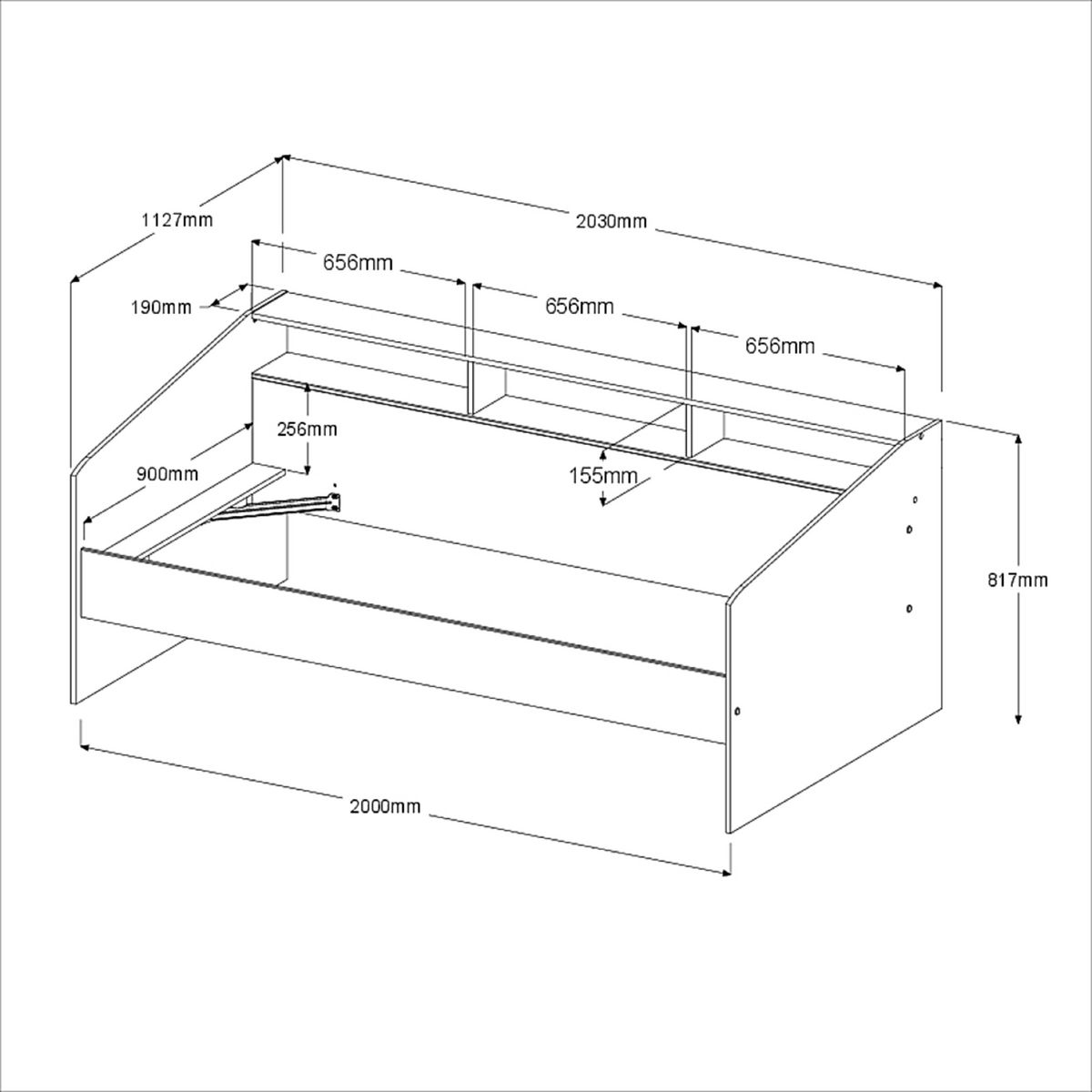 Lit banquette 90x190/200cm avec fonds de niche réversibles Blanc / Chêne NIGHT