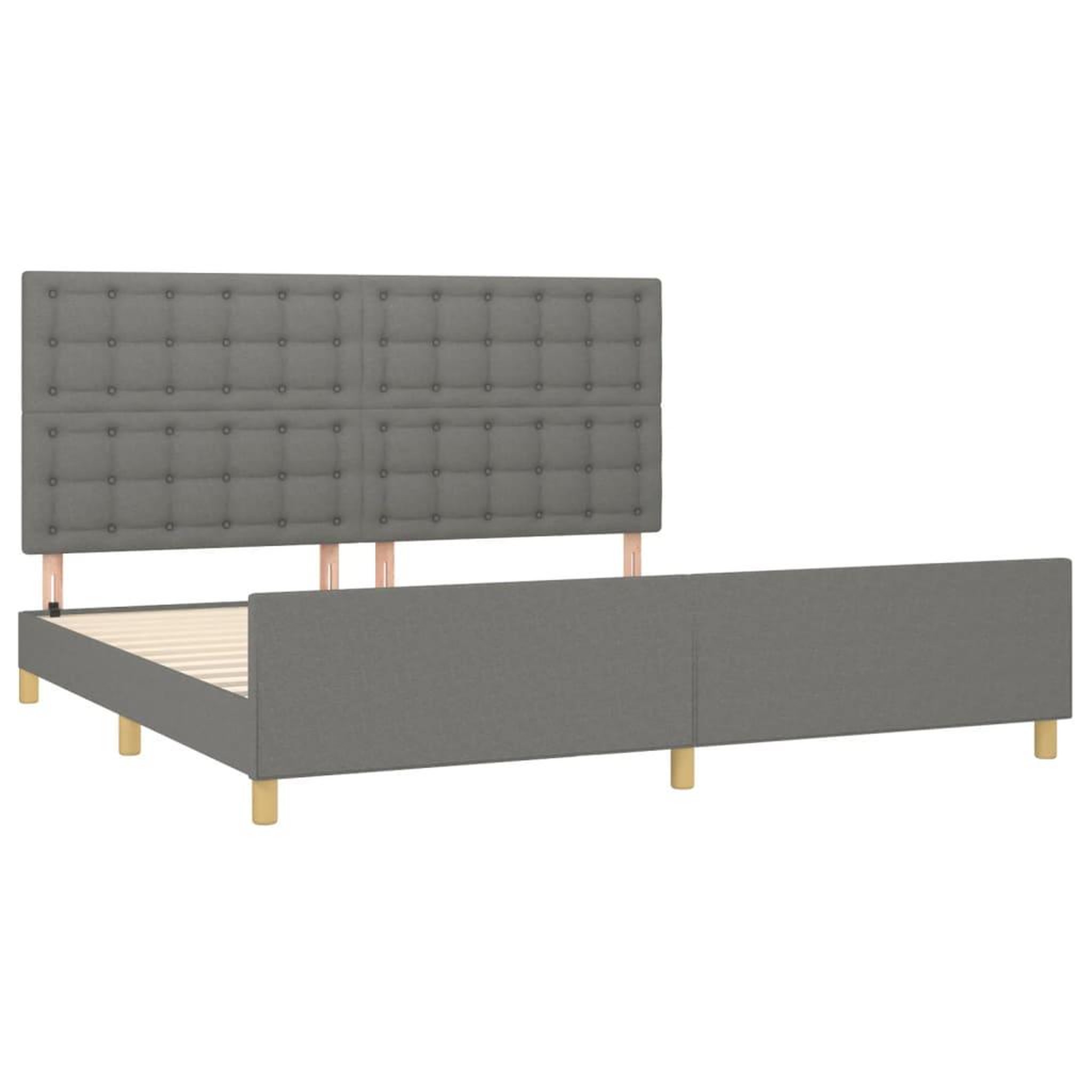 Voir la diapositive 4 : VIDAXL Cadre de lit sans matelas gris fonce 200x200 cm tissu
