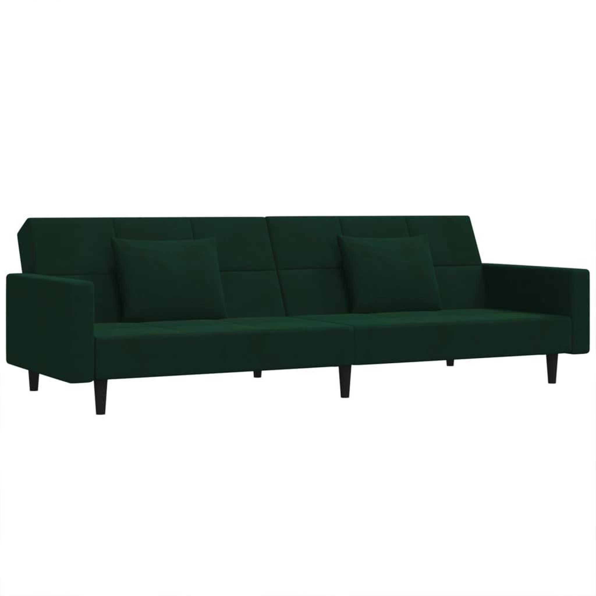 Voir la diapositive 2 : VIDAXL Canape-lit a 2 places avec deux oreillers Vert fonce Velours