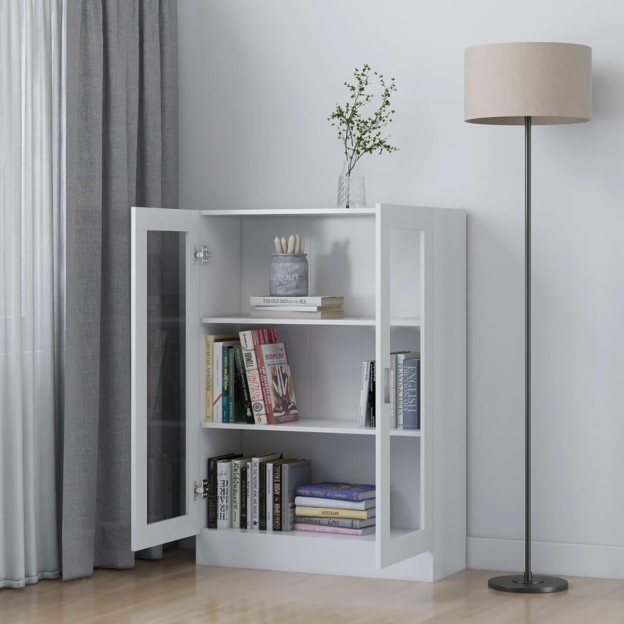 Voir la diapositive 3 : VIDAXL Armoire a vitrine Blanc 82,5x30,5x115 cm Bois d'ingenierie