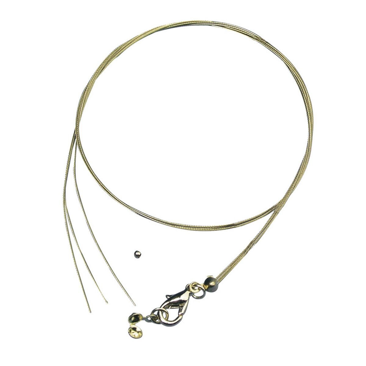Rayher Fil pour bijoux - collier, 0,4mm ø, 50cm, or, av. carab.+