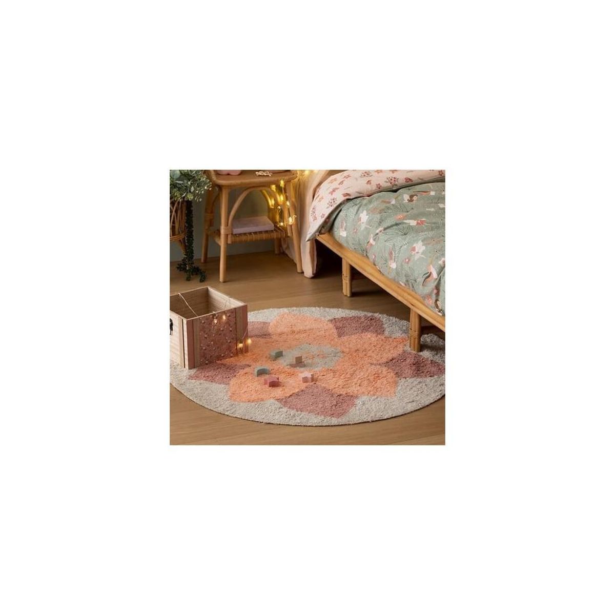 ATMOSPHERA Tapis rond fleurs diamètre 100cm coton