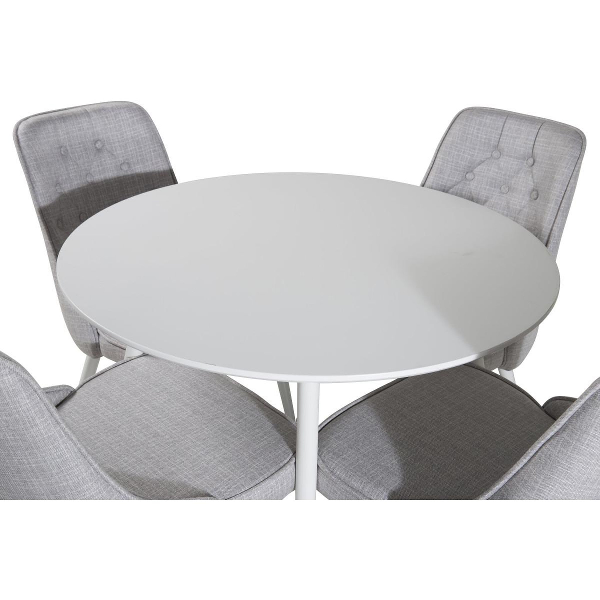 Voir la diapositive 3 : Paris Prix Ensemble table à manger & 4 chaises  plaza & deluxe  100cm blanc & gris