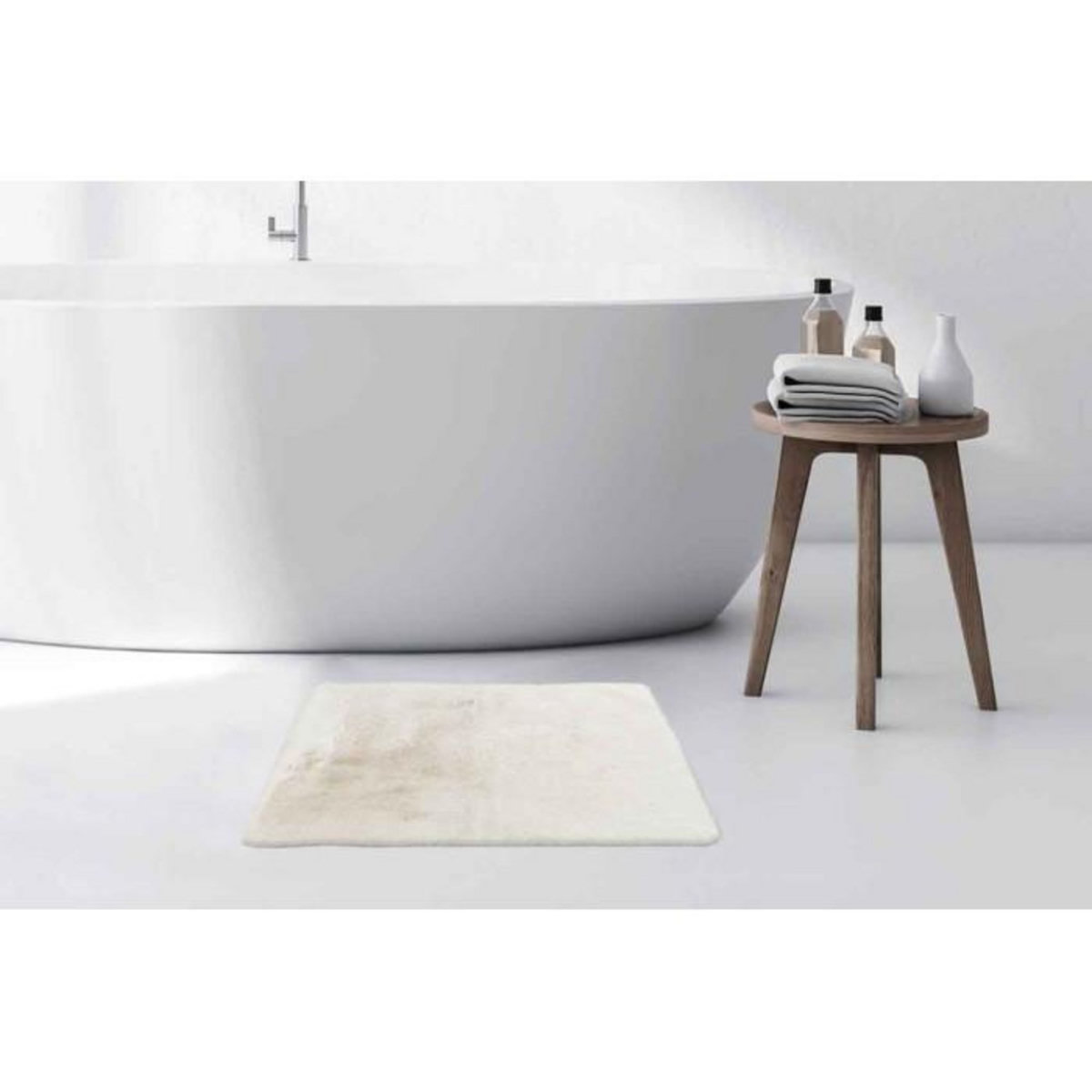Paris Prix Tapis de Bain Doux Antidérapant  Rabbit  Blanc