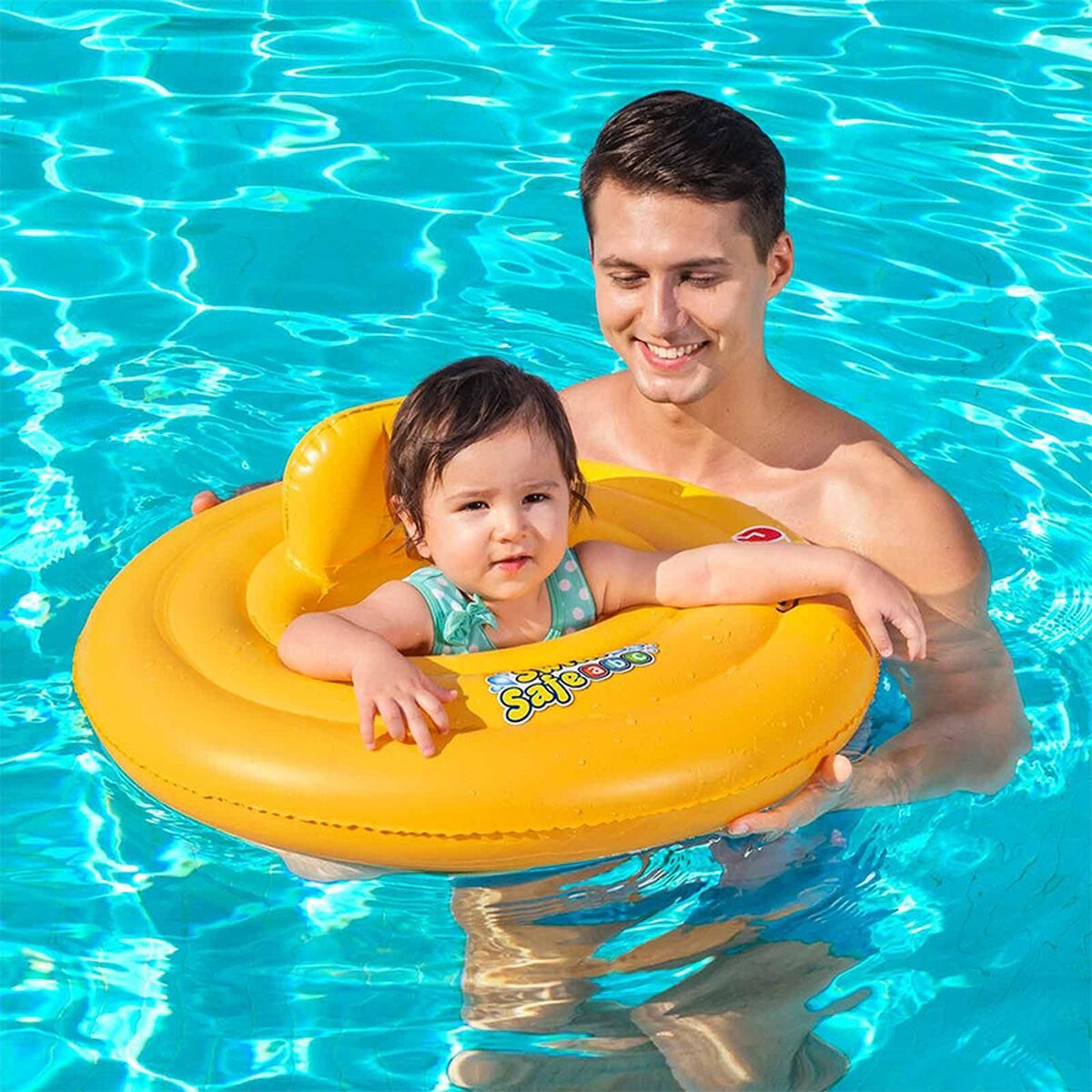 BESTWAY Bestway Flotteur Gonflable 3 Anneaux Siège Bébé 76x76 cm 1 à 2 Ans Jardin, Piscine et Plage 32050