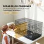 Voir la diapositive 4 : PAWHUT Cage à oiseaux volière acier avec séparateur - 4 perchoirs, mangeoires, portes, trappes, plateau déjection - noir