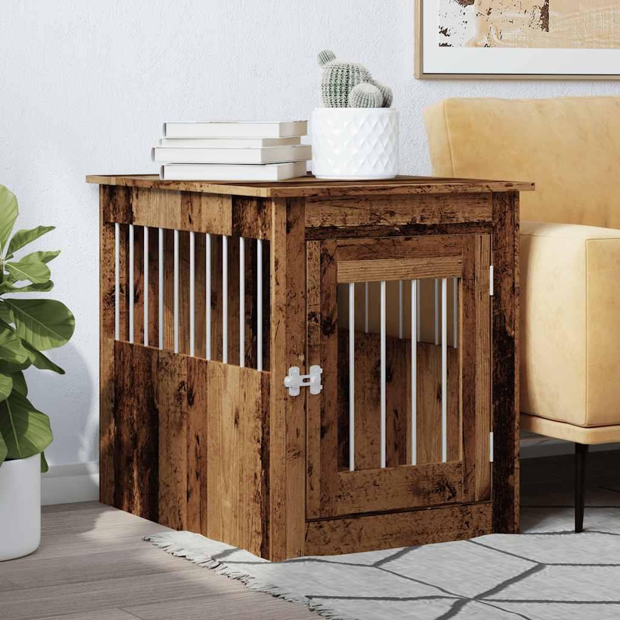 Voir la diapositive 3 : VIDAXL Meuble de cage chiens vieux bois 55x75x65 cm bois d'ingenierie