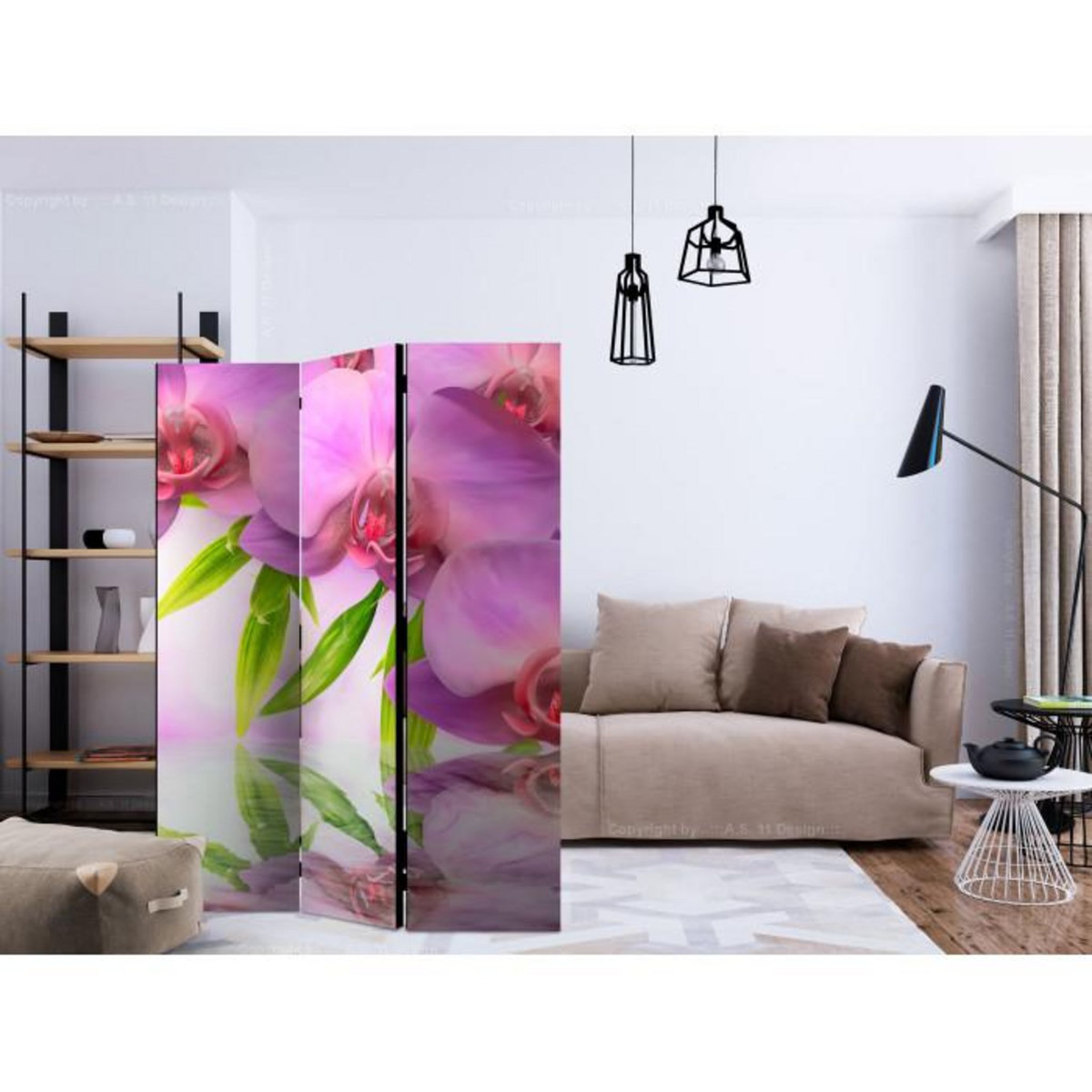 Paris Prix Paravent 3 Volets  Orchid Spa  135x172cm
