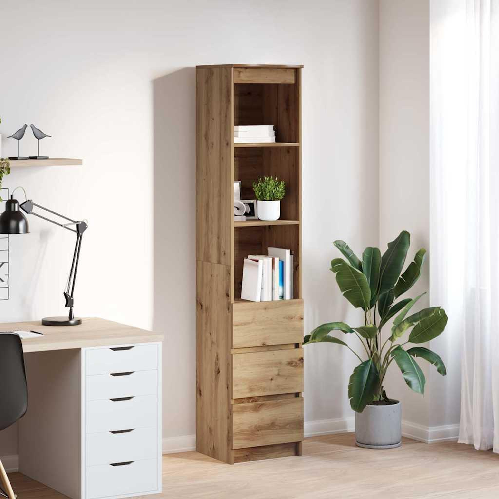 VIDAXL Buffet haut chene artisanal 37,5x35x180 cm bois d'ingenierie