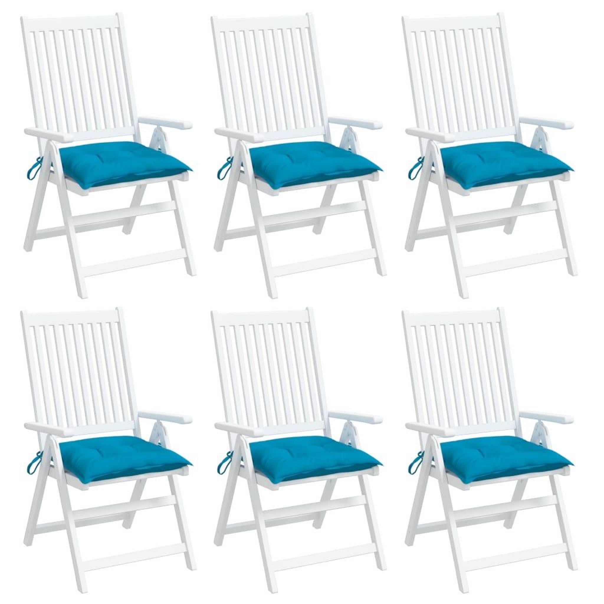 Voir la diapositive 4 : VIDAXL Coussins de chaise lot de 6 bleu clair 40x40x7 cm tissu oxford