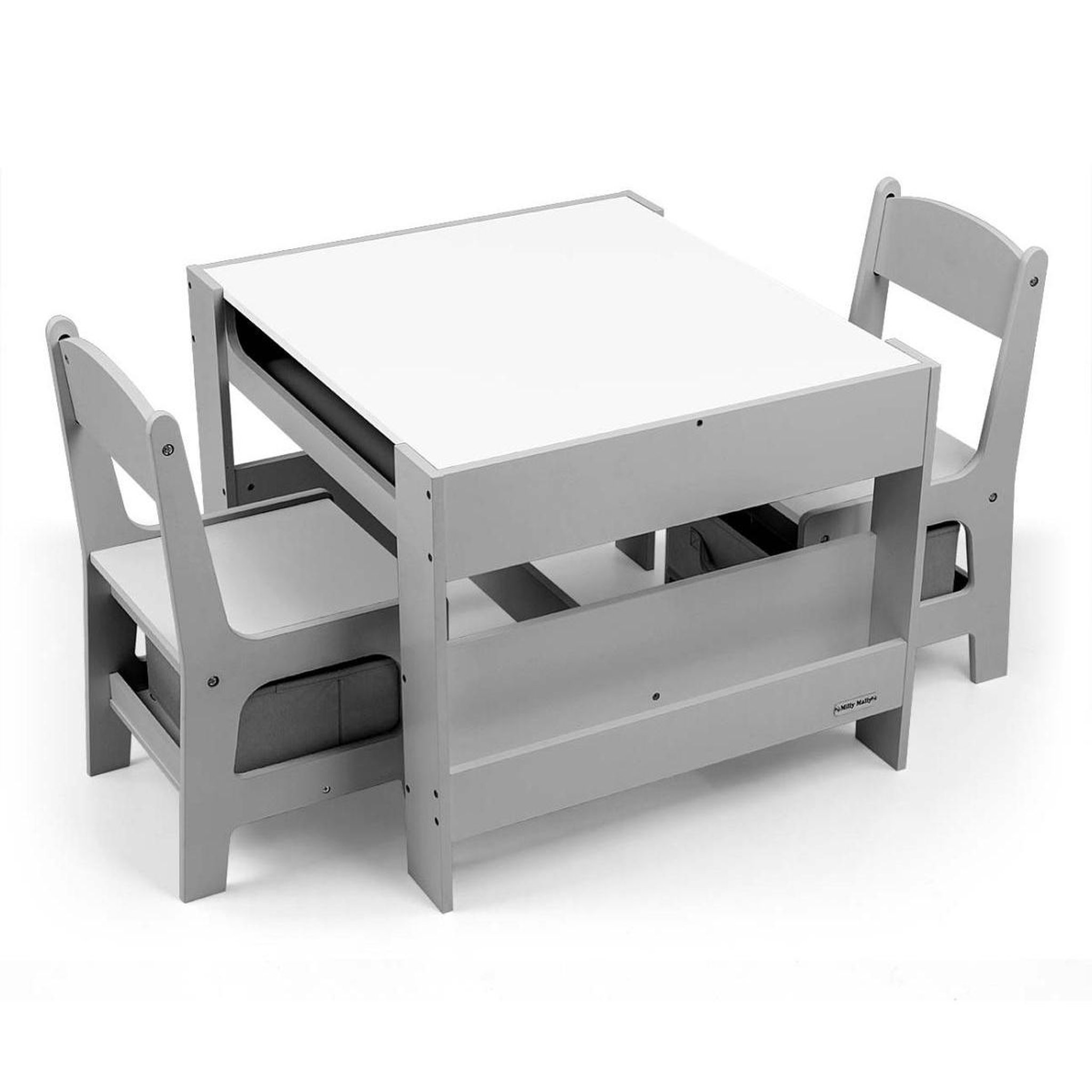 MILLY MALLY Table et deux chaises Sven en gris moderne pour enfants