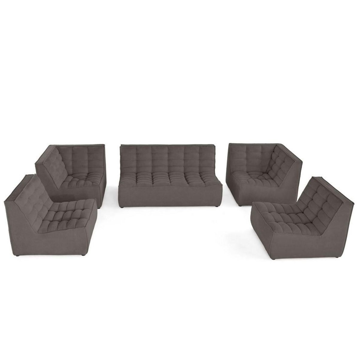 LISA DESIGN Ellie - canapé modulable panoramique 7 places en velours texturé