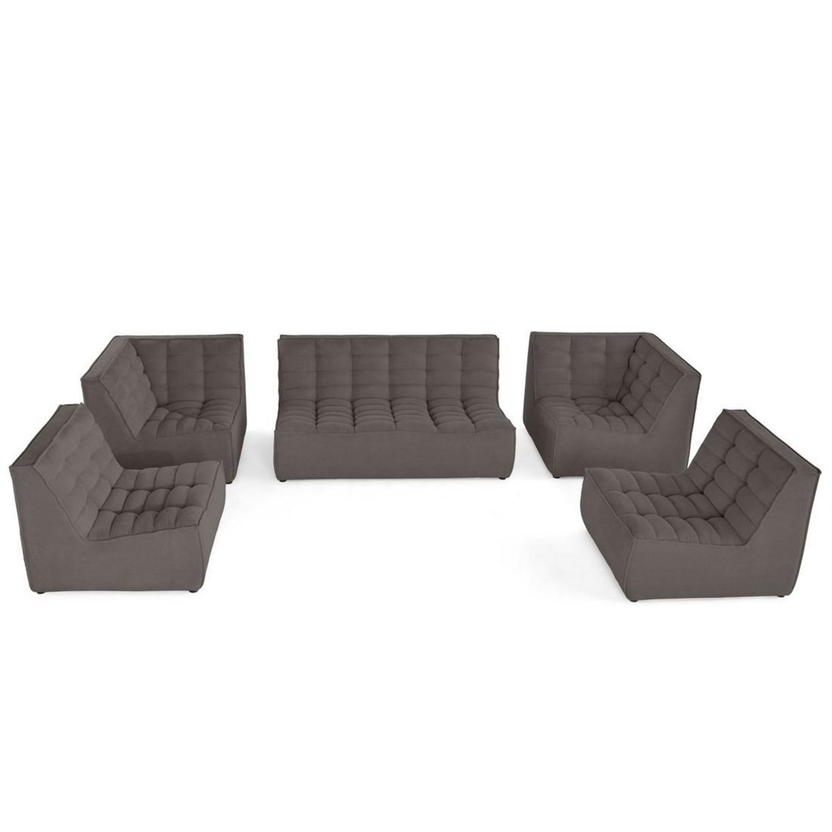 LISA DESIGN Ellie - canapé modulable panoramique 7 places en velours texturé