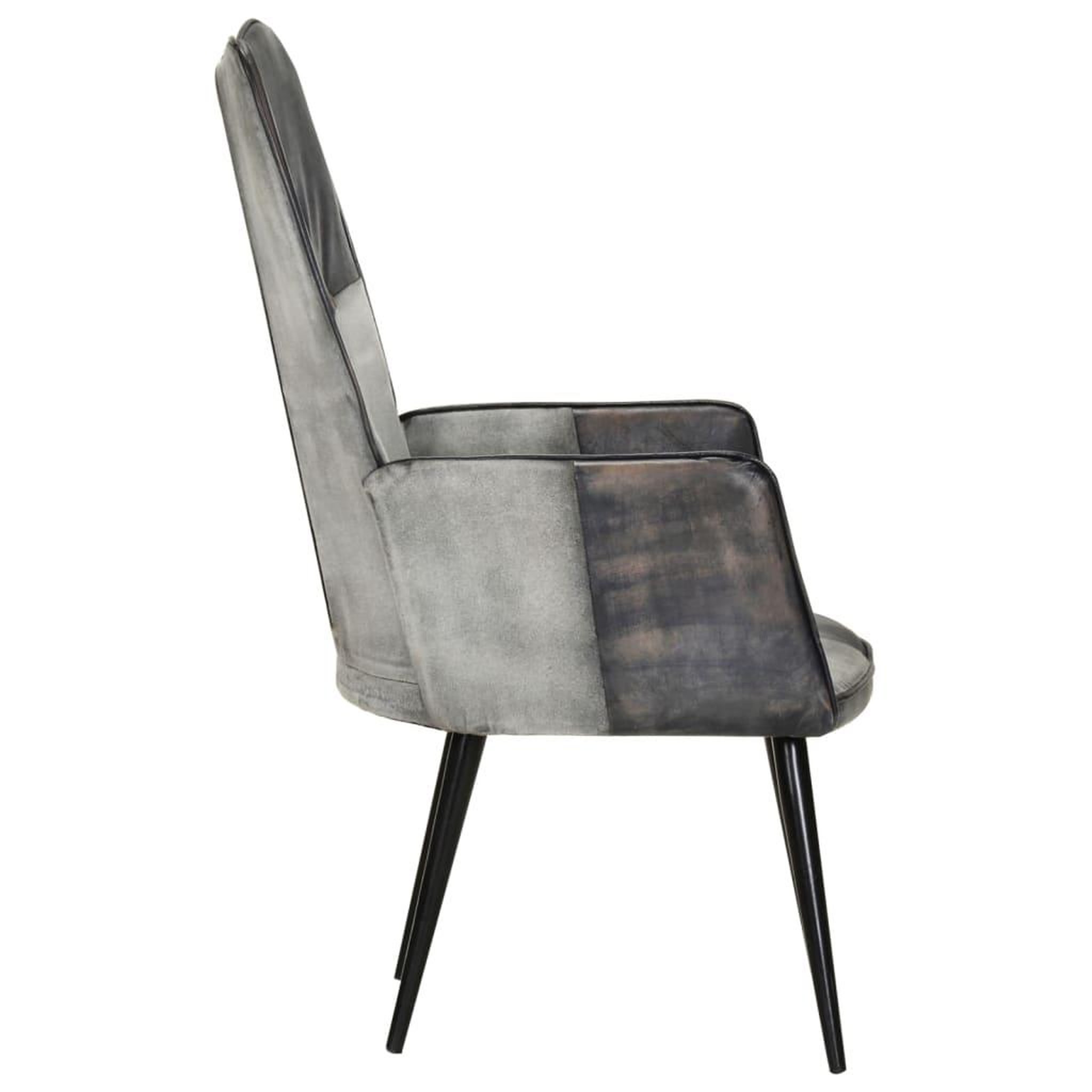 Voir la diapositive 4 : VIDAXL Chaise a oreilles Gris Cuir veritable