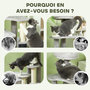 Voir la diapositive 6 : PAWHUT Arbre à chat H.87 cm 3 niv. - griffoirs, niche, bande massante, tour observation, boules - gris clair