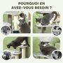 Voir la diapositive 6 : PAWHUT Arbre à chat H.87 cm 3 niv. - griffoirs, niche, bande massante, tour observation, boules - gris clair