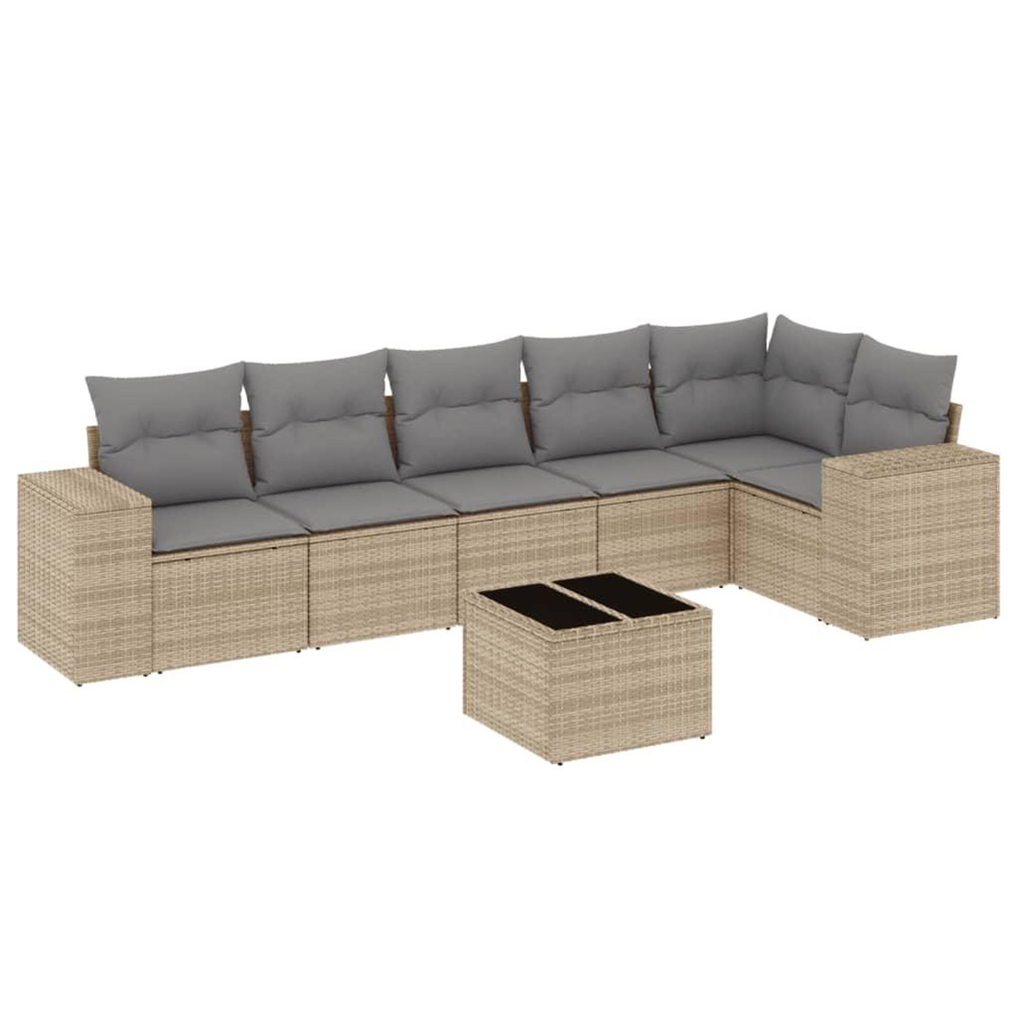 Voir la diapositive 2 : VIDAXL Salon de jardin avec coussins 7 pcs beige resine tressee