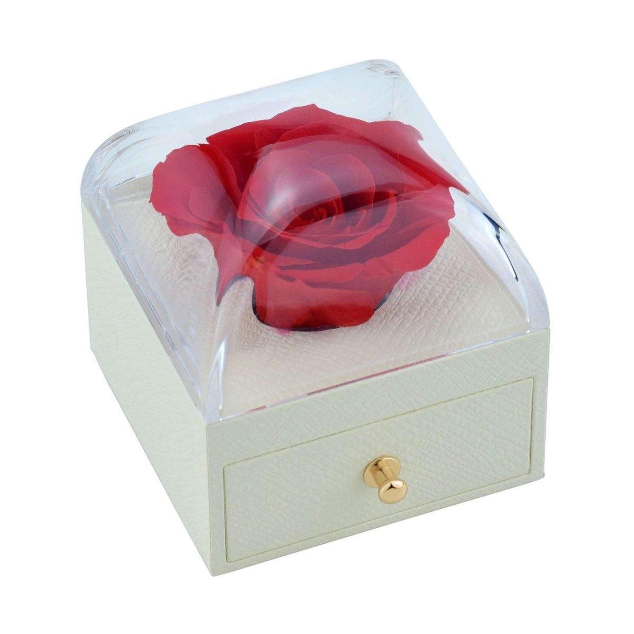 SC CRYSTAL Boite à bijoux décorée d'une rose éternelle - stabilisée rouge