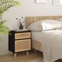 Voir la diapositive 3 : VIDAXL Tables de chevet 2 pcs Noir Bois de pin massif et rotin naturel