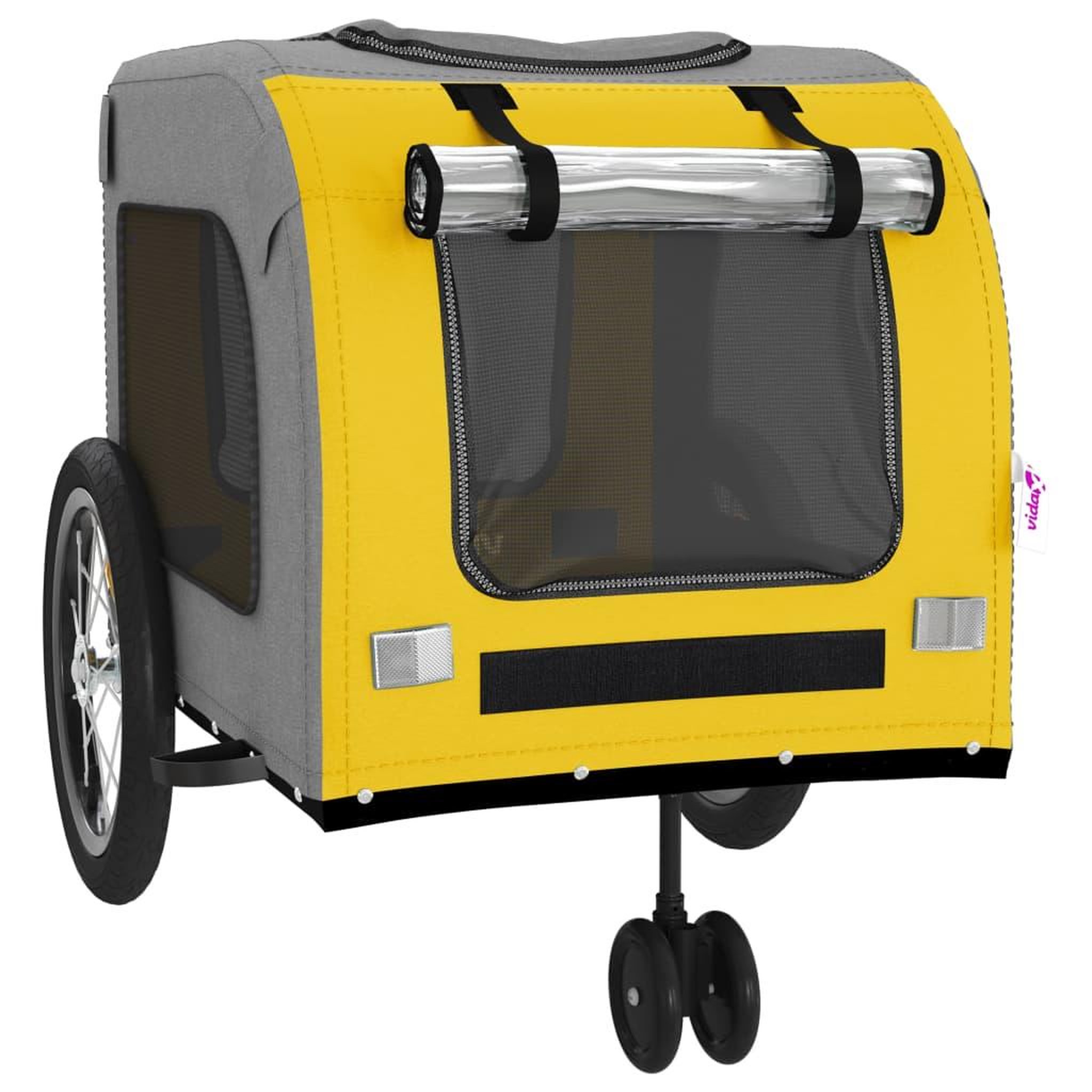 Voir la diapositive 5 : VIDAXL Remorque de velo pour animaux de compagnie jaune et gris