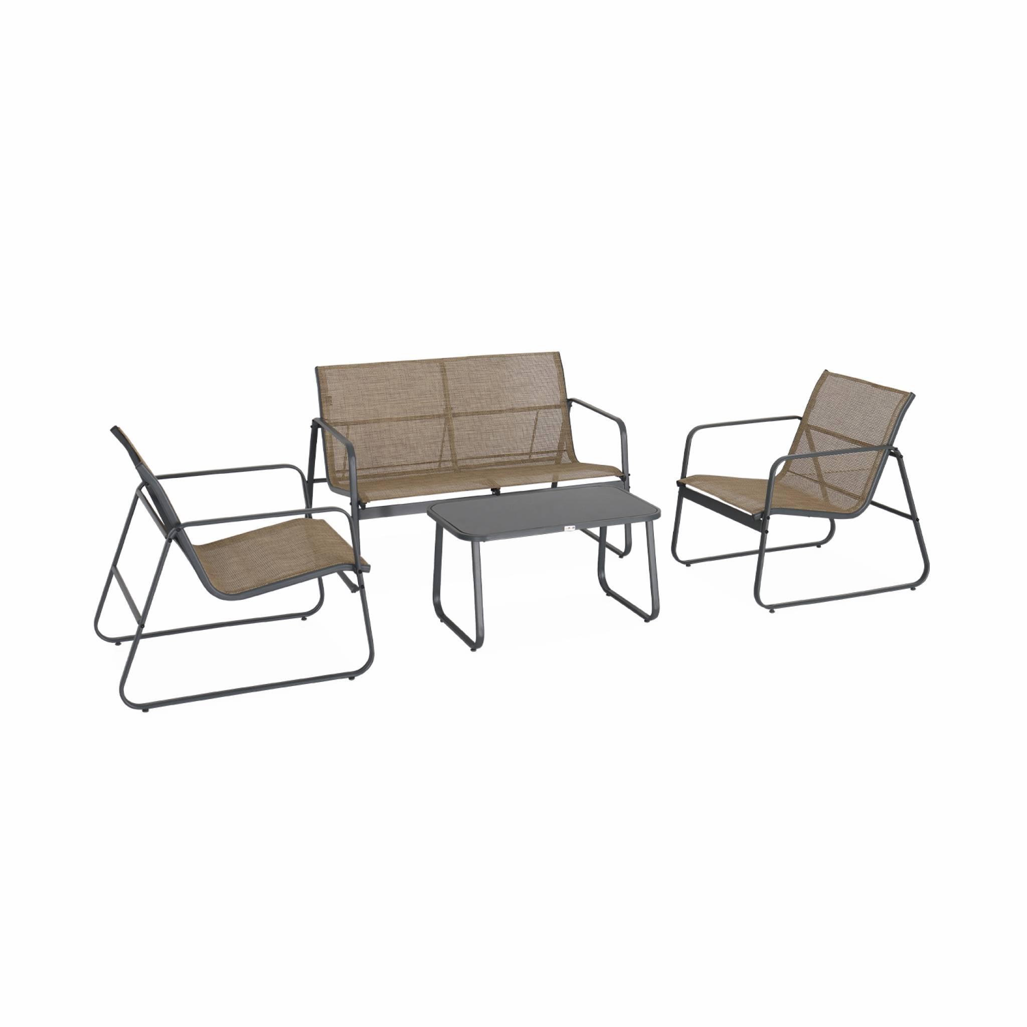 Voir la diapositive 1 : SWEEEK Salon de jardin en métal  et textilène pour 4 personnes, design