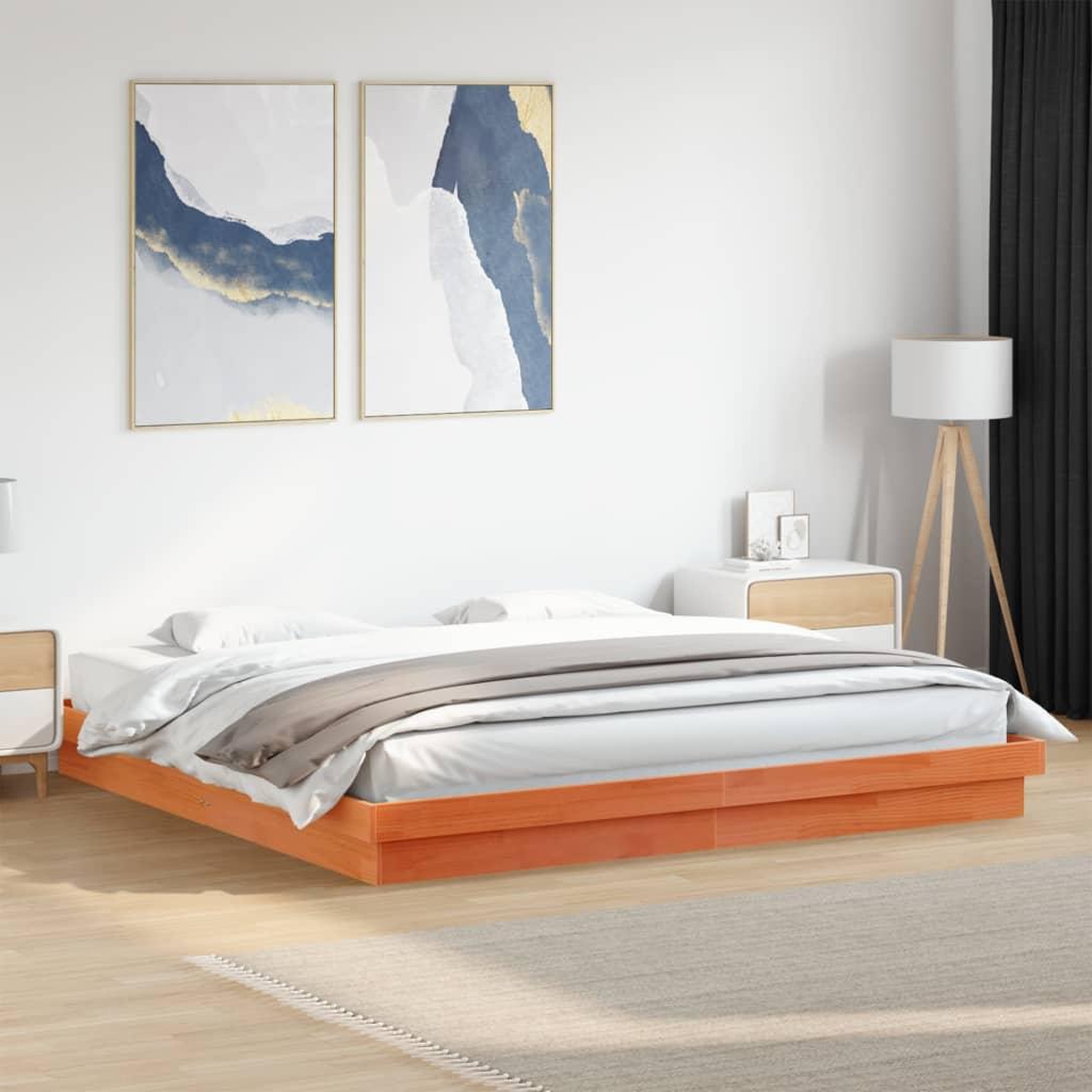 Voir la diapositive 3 : VIDAXL Cadre de lit a LED sans matelas 180x200 cm bois massif