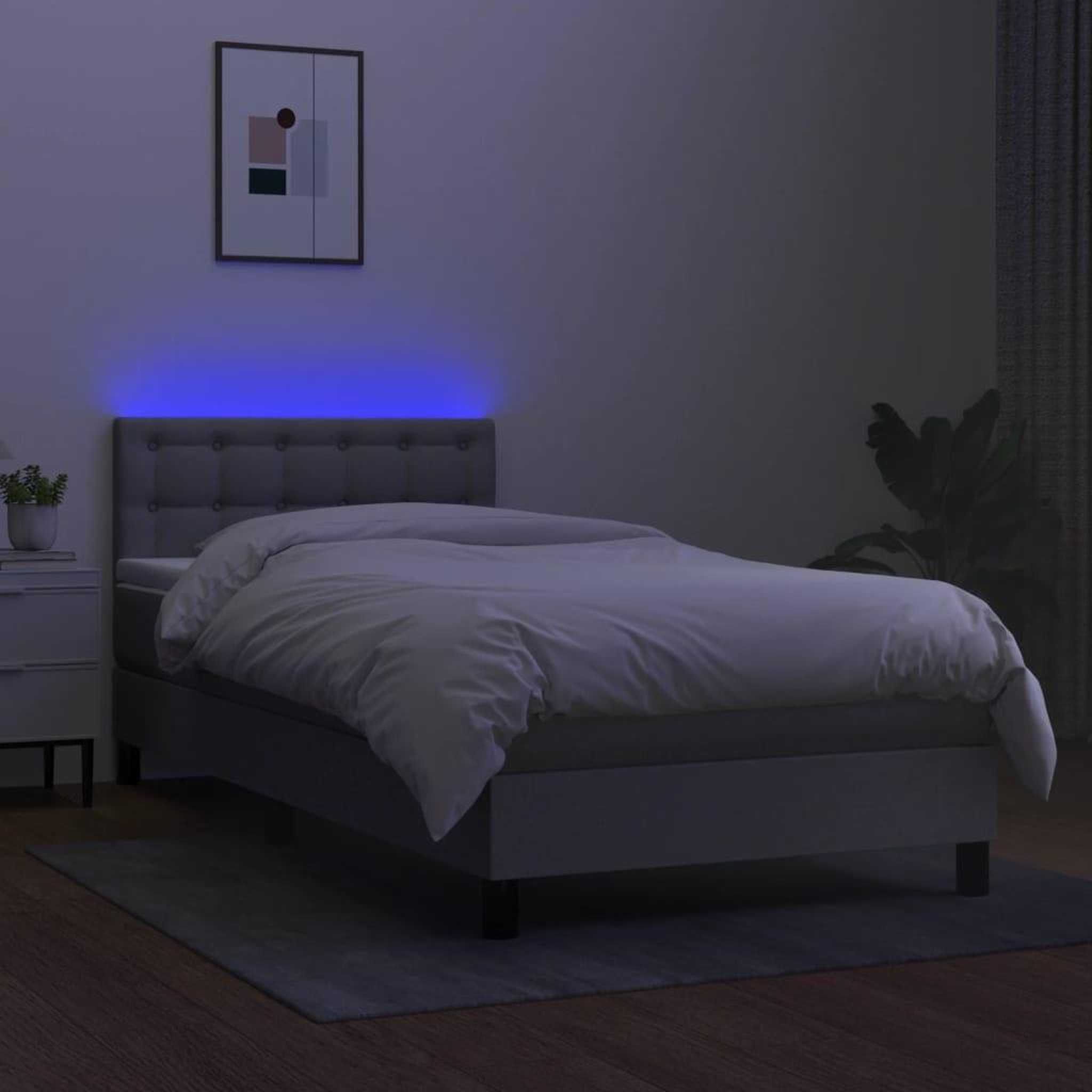 Voir la diapositive 4 : VIDAXL Sommier a lattes de lit avec matelas et LED Gris clair 80x200cm