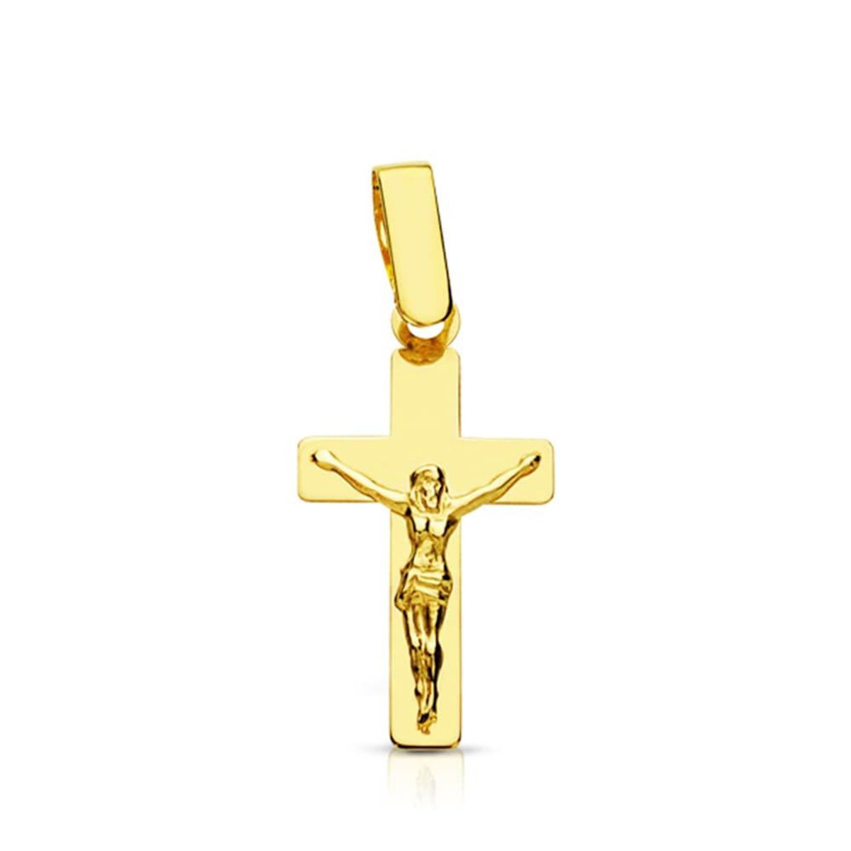 L'ATELIER D'AZUR Pendentif - Médaille Christ sur la Croix Or 18 Carats 750 Jaune - Chaine Offerte