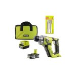 Ryobi Pack Marteau perforateur RYOBI 18V One+ - 1 batterie LithiumPlus 2.5Ah - Kit 3 burins SDS+ - RAKSPC