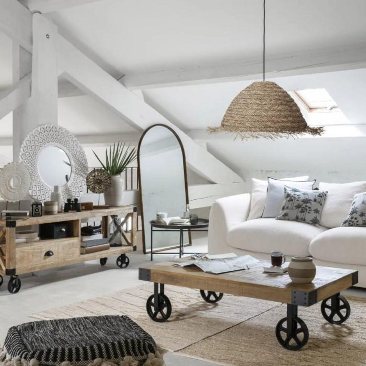 ATMOSPHERA Lampe Suspension en Roseau  Sea View  56cm Naturel