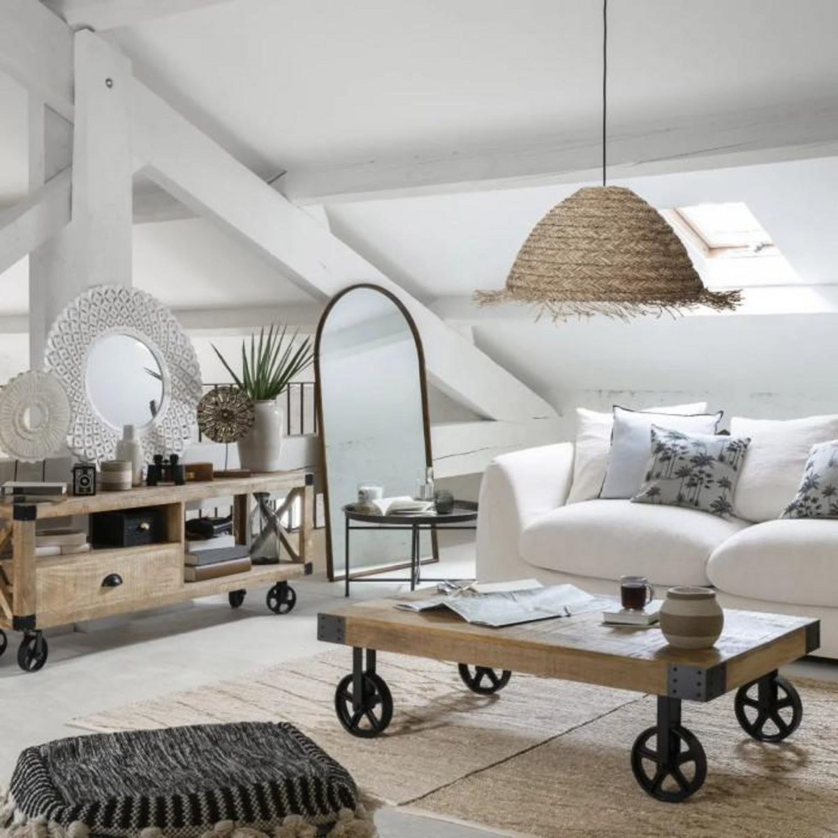 ATMOSPHERA Lampe Suspension en Roseau  Sea View  56cm Naturel