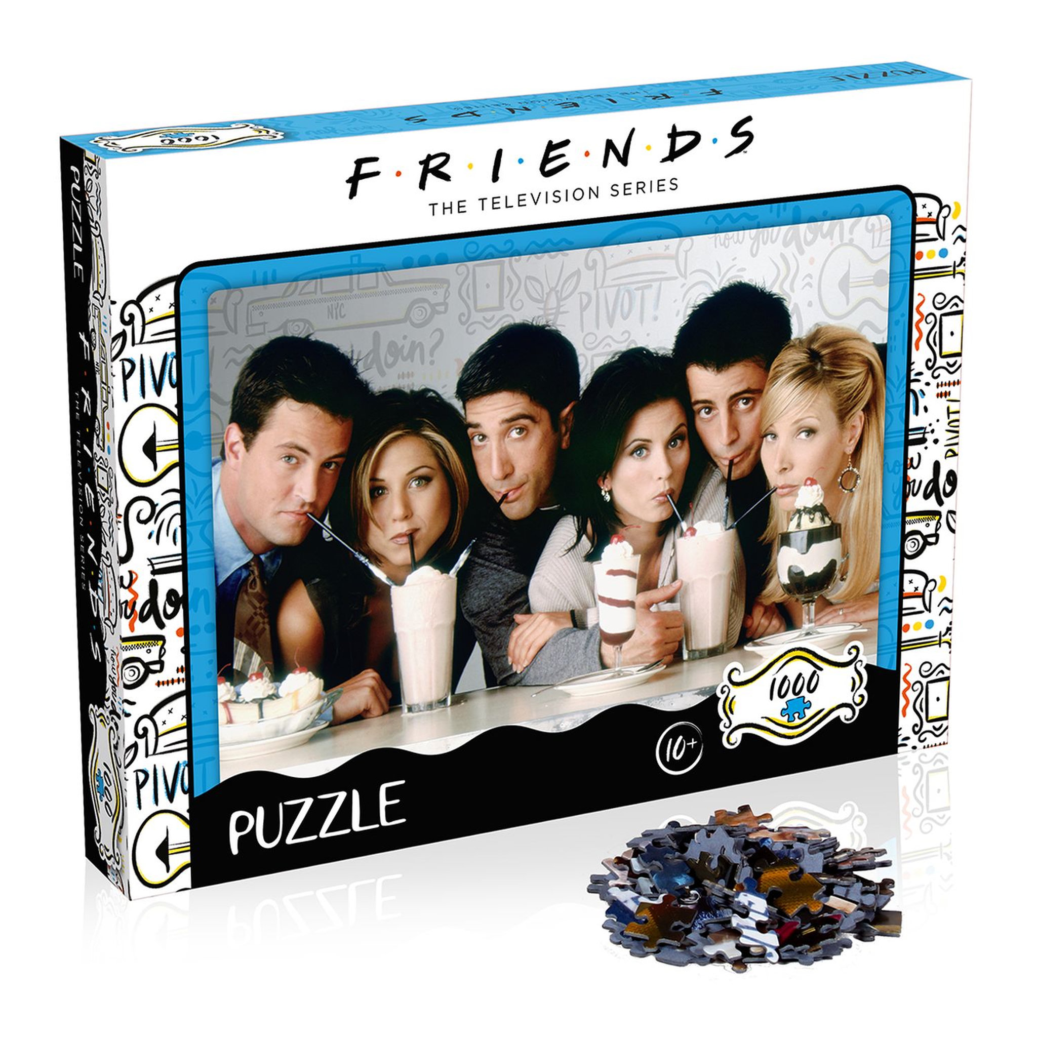 Voir la diapositive 1 :  WINNING MOVES Puzzle 1000 pièces Friends milkshake