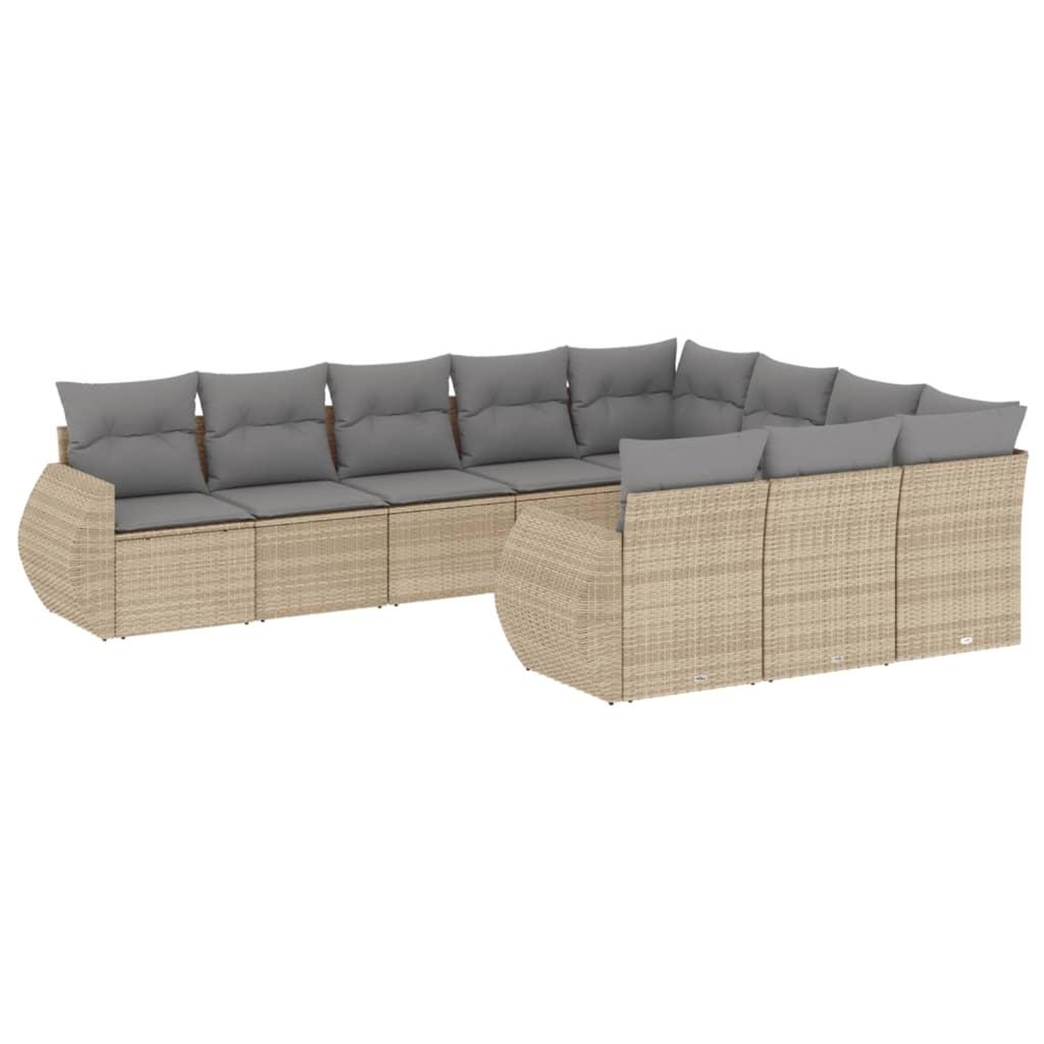 Voir la diapositive 2 : VIDAXL Salon de jardin avec coussins 10 pcs beige resine tressee