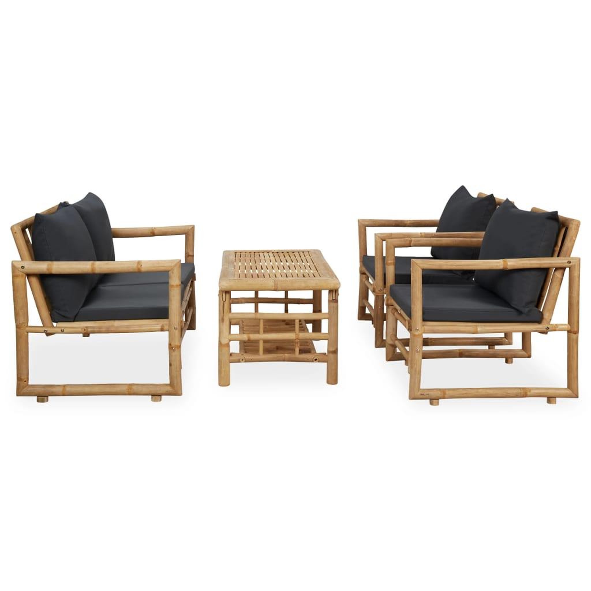Voir la diapositive 2 : VIDAXL Salon de jardin 4 pcs avec coussins Bambou