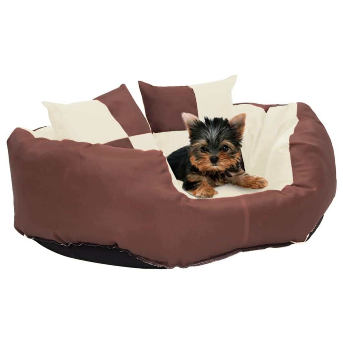 VIDAXL Coussin reversible lavable de chien Marron et creme 65x50x20 cm