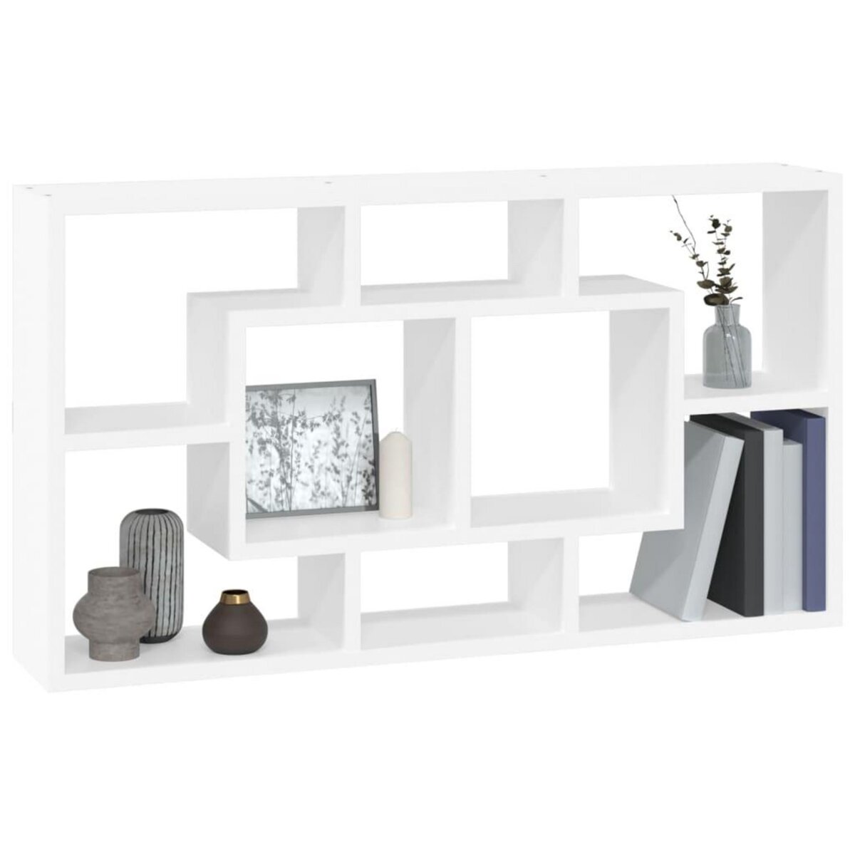 VIDAXL Etagere murale 8 compartiments Blanc brillant