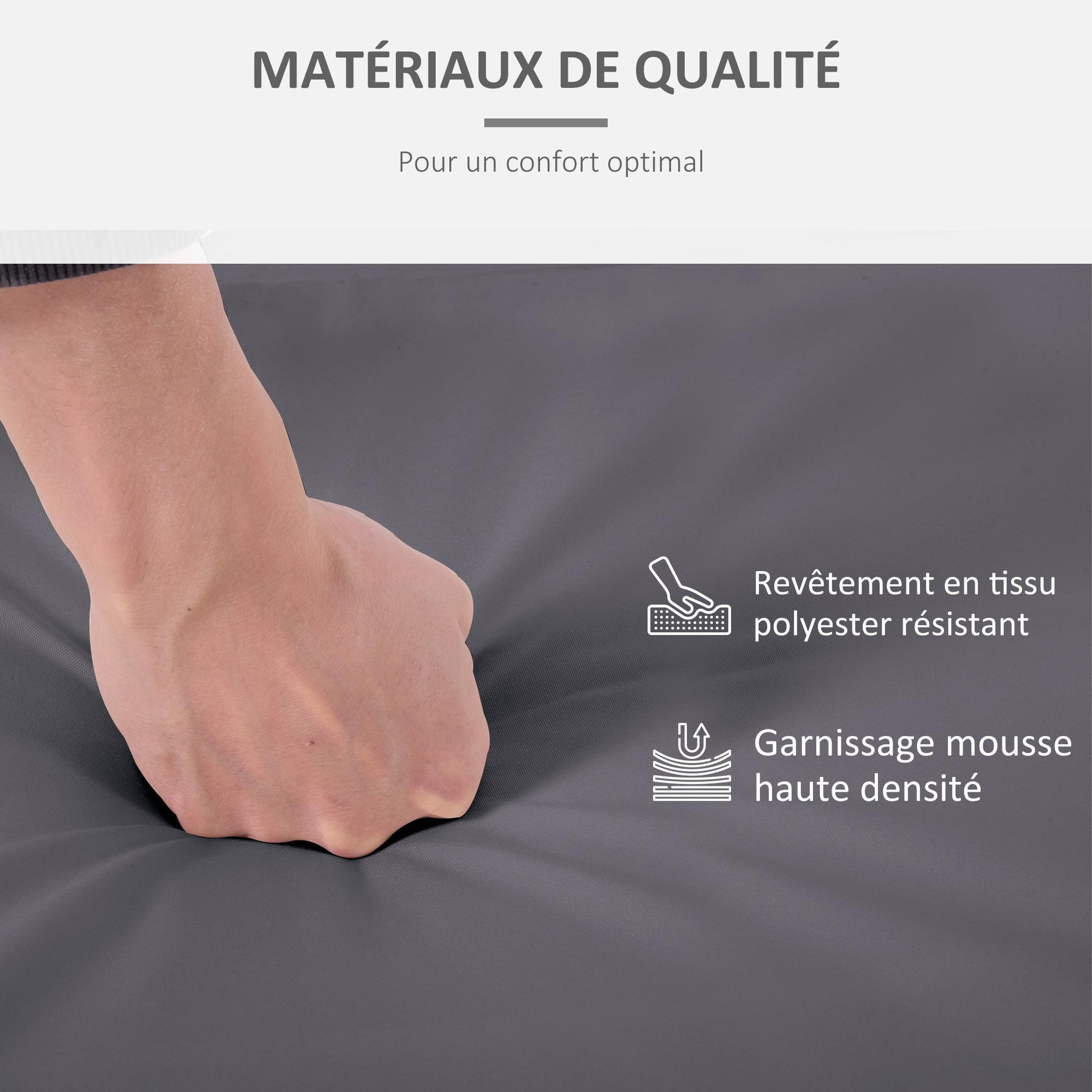 Voir la diapositive 5 : OUTSUNNY Coussins de fauteuil de jardin zippés déhoussables - galettes de chaise de jardin - épais rembourrage 7 cm - polyester haute densité gris