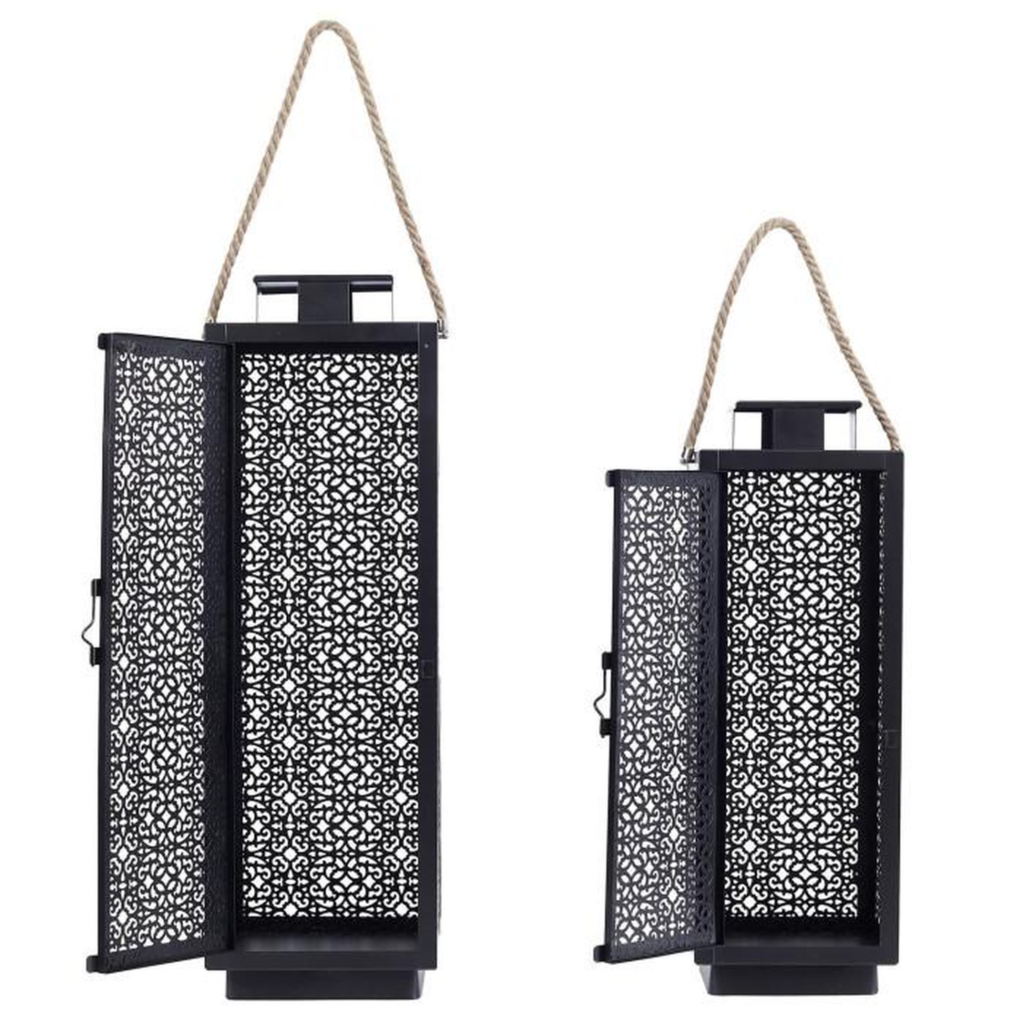 Voir la diapositive 2 : Paris Prix Lot de 2 Lanternes Déco  Ajouré  59cm Noir